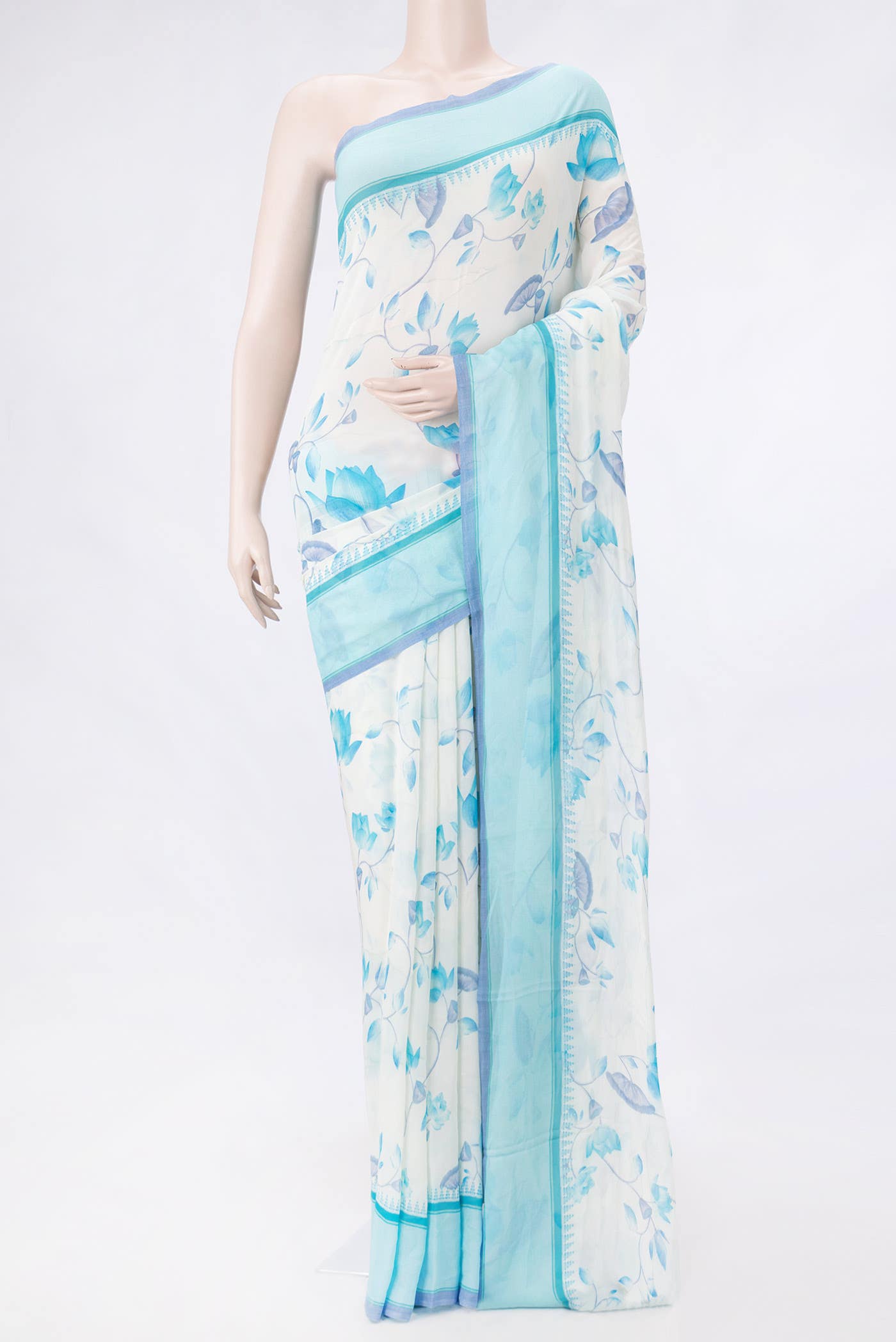 Off White Dual Tone Mysore Crepe Saree