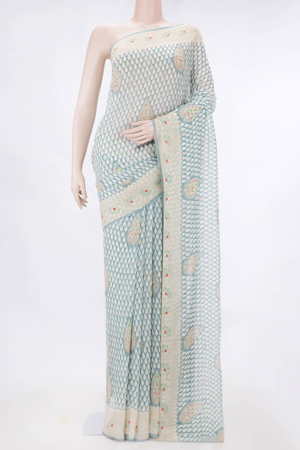 Grey Dual Tone Mysore Georgette Saree