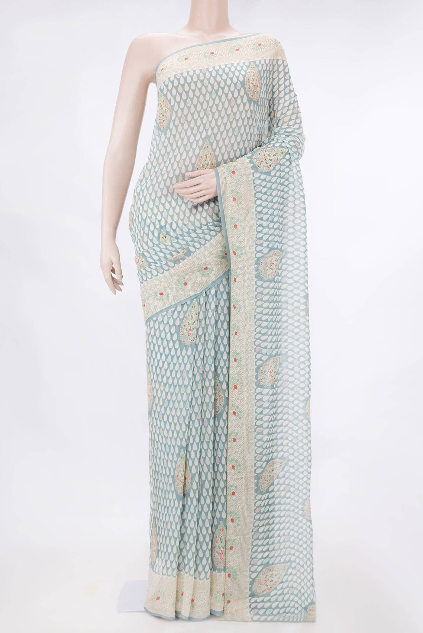 Grey Dual Tone Mysore Georgette Saree