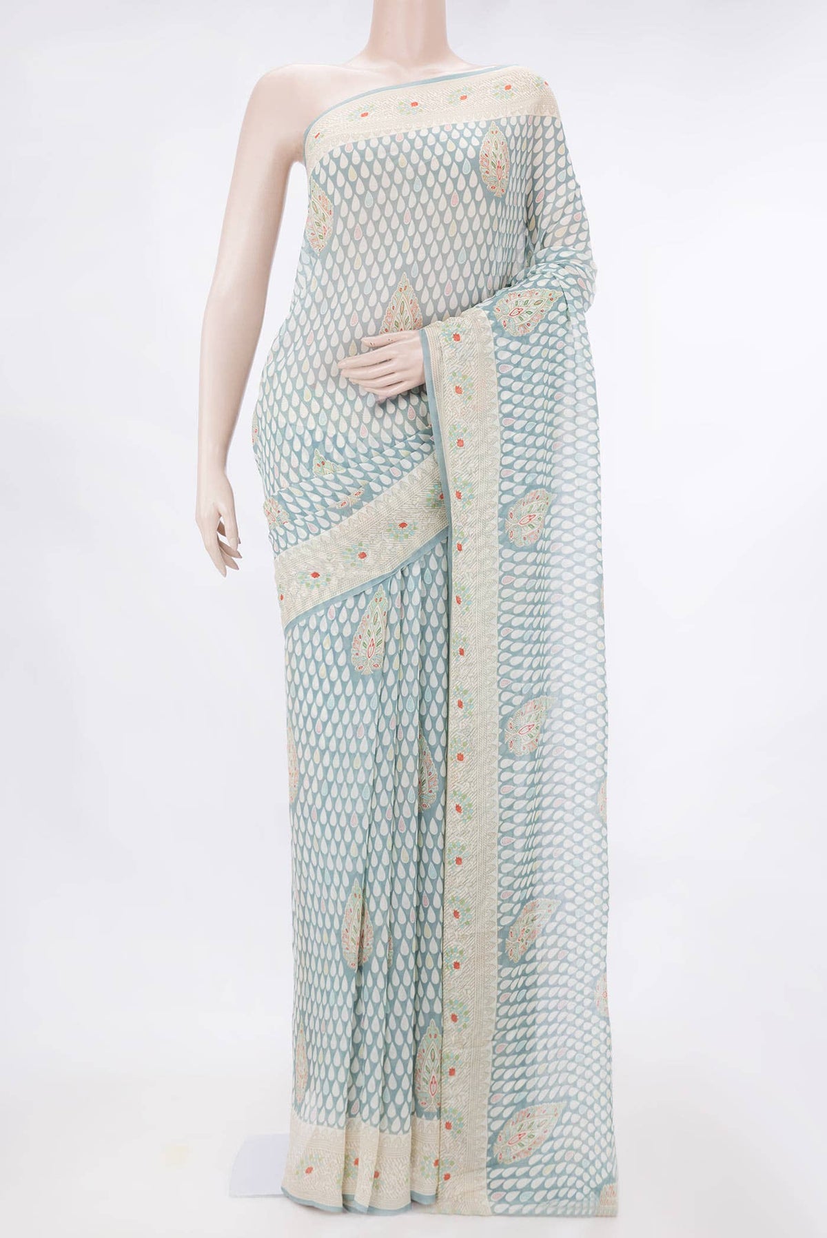 Grey Dual Tone Mysore Georgette Saree