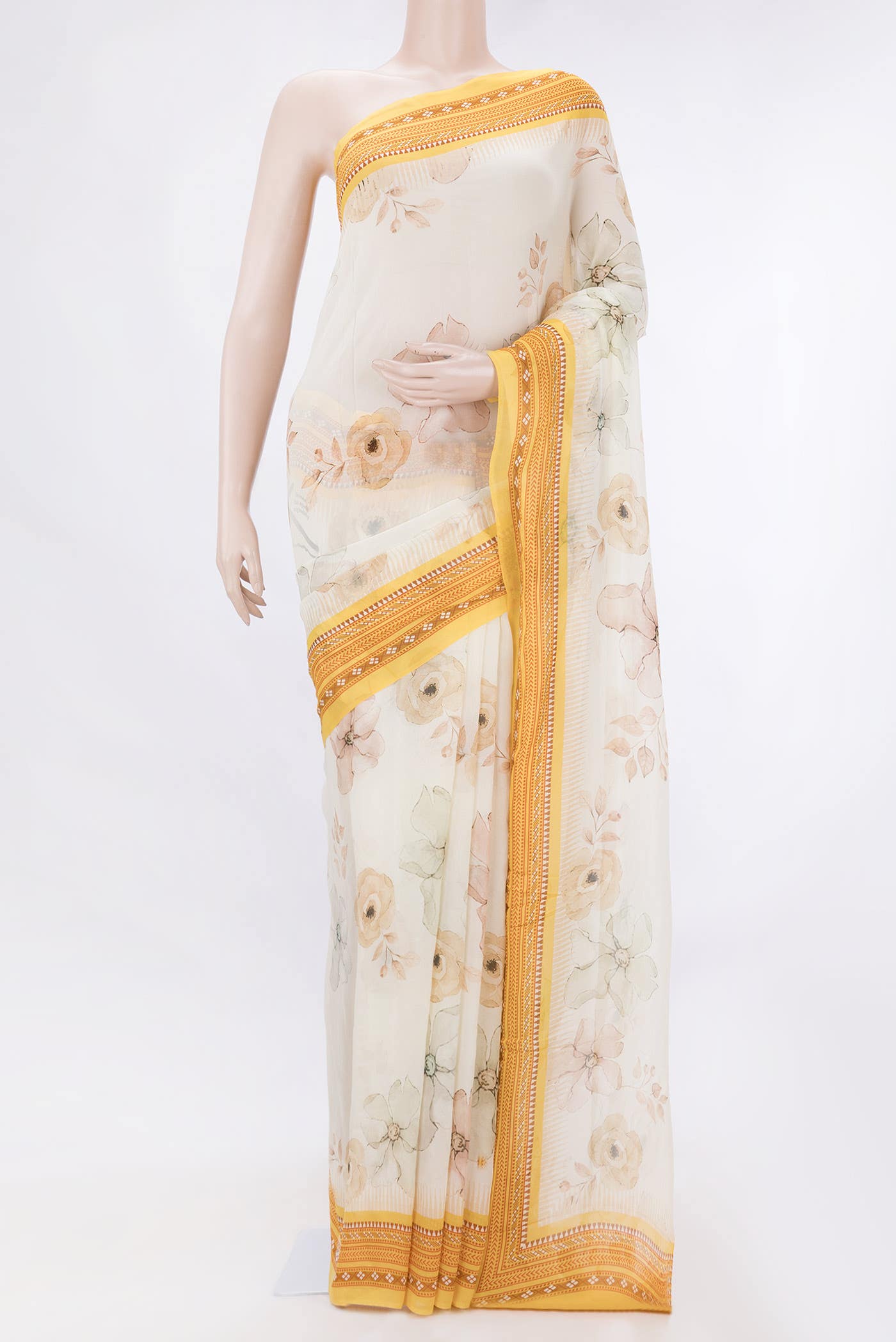 Beige Dual Tone Mysore Georgette Saree