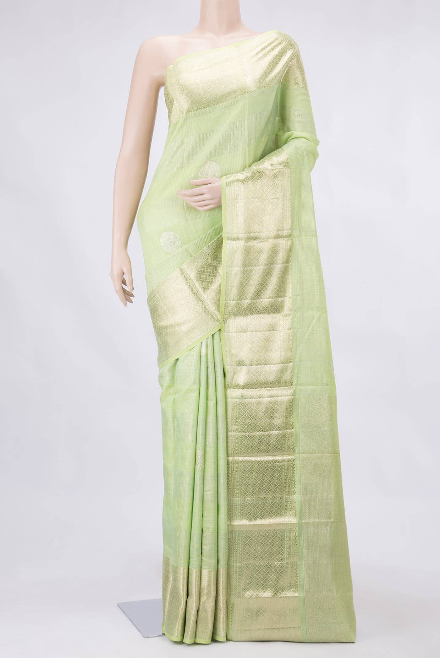 Pista Green Dual Tone Kanchipuram Silk Saree