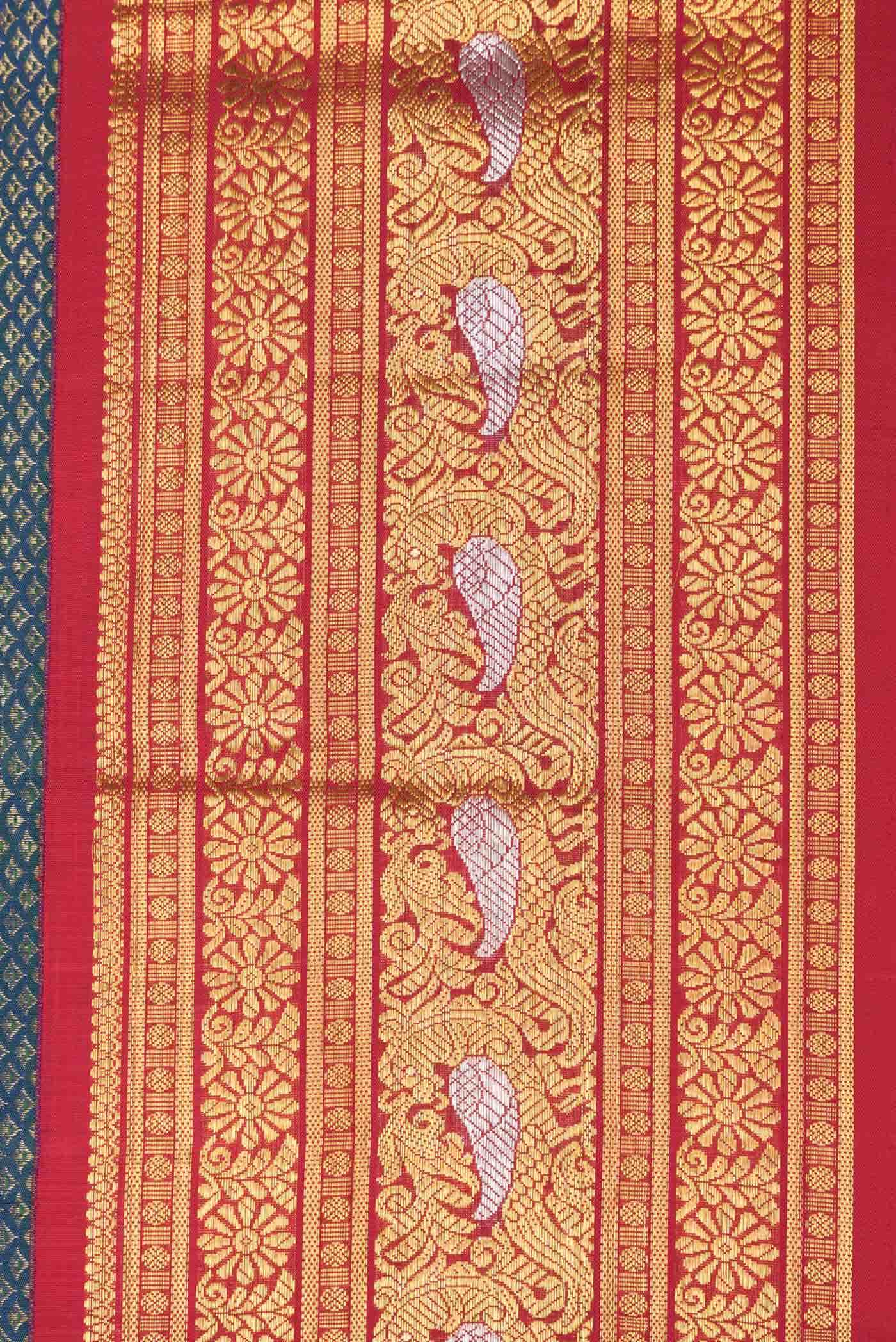Blue Gray Dual Tone Kanchipuram Silk Saree