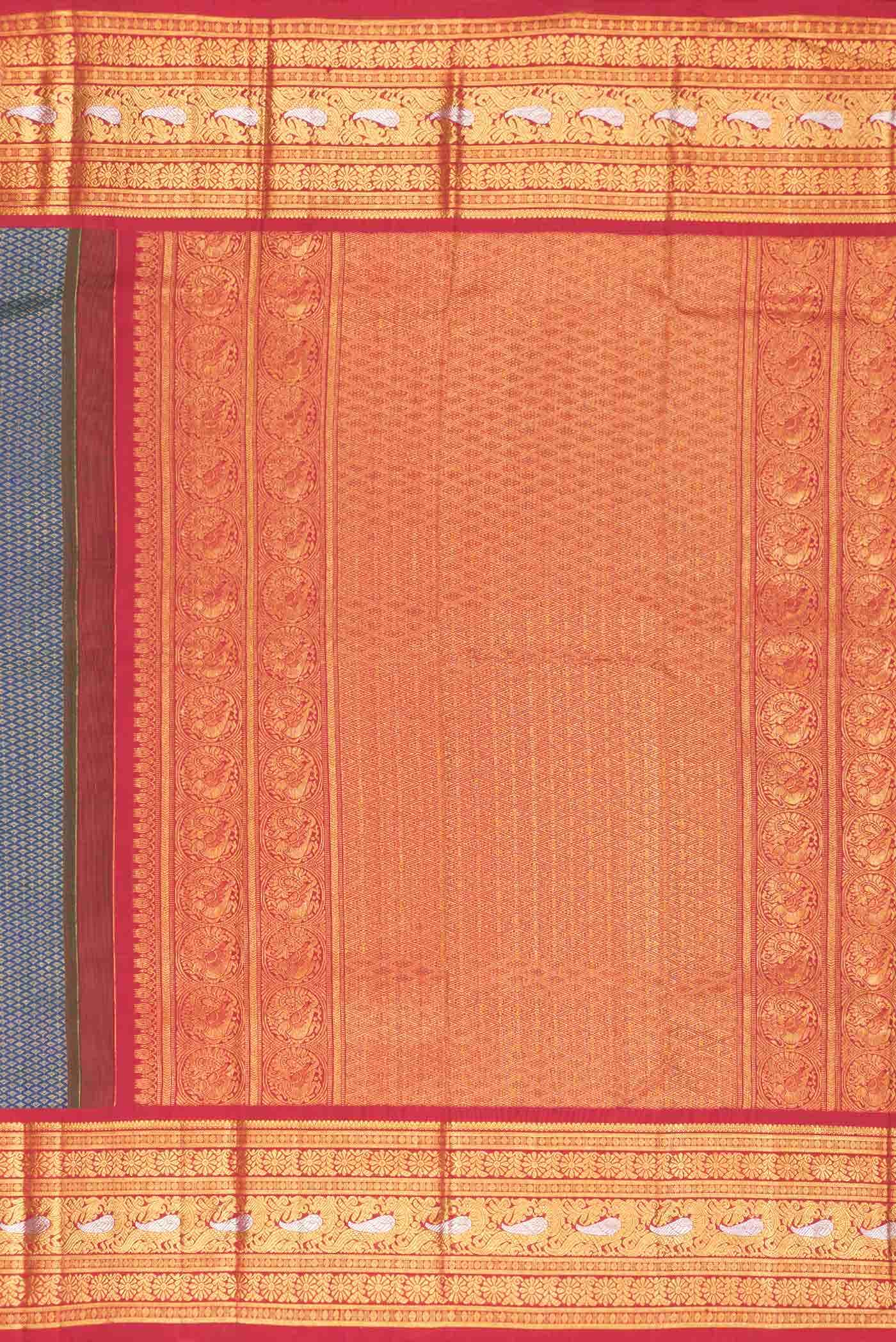 Blue Gray Dual Tone Kanchipuram Silk Saree