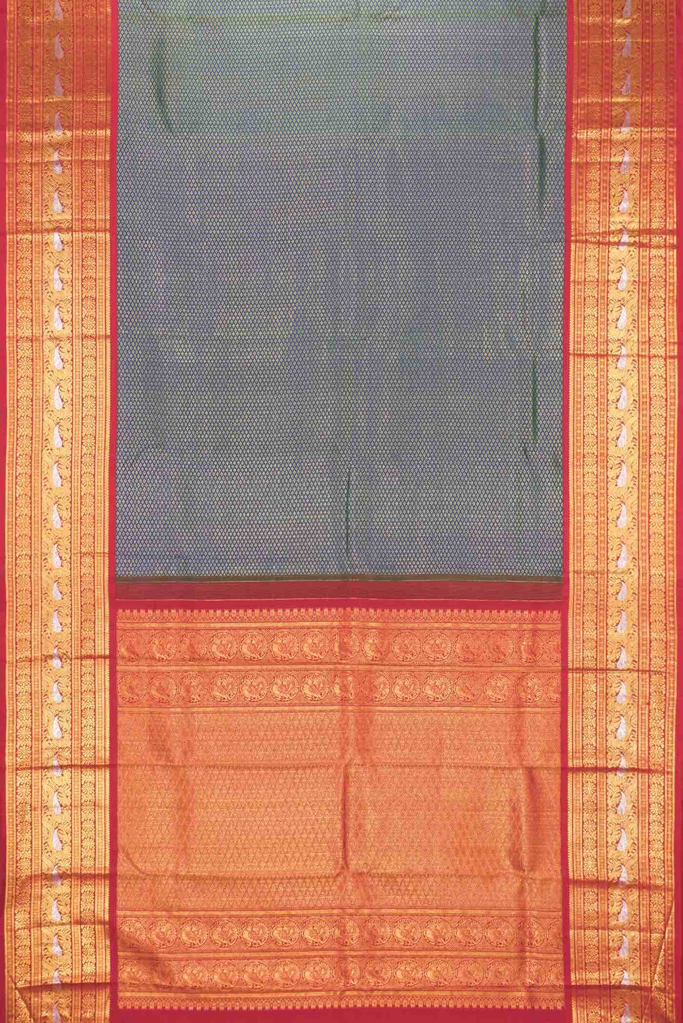 Blue Gray Dual Tone Kanchipuram Silk Saree