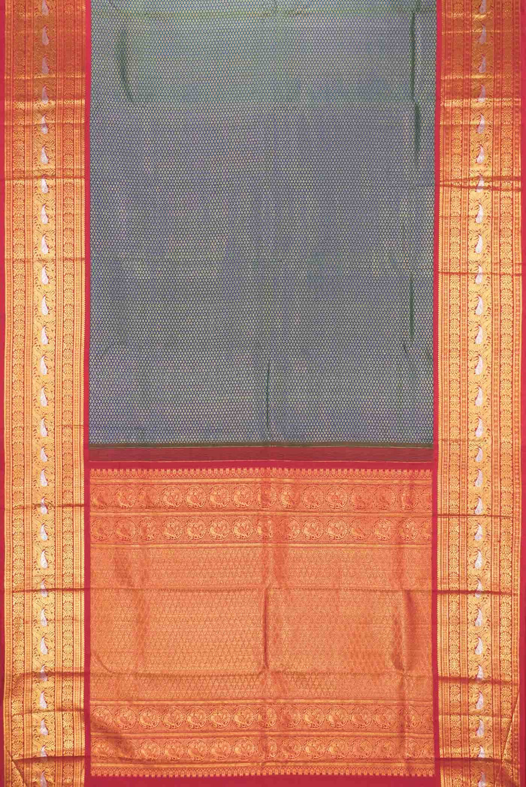Blue Gray Dual Tone Kanchipuram Silk Saree