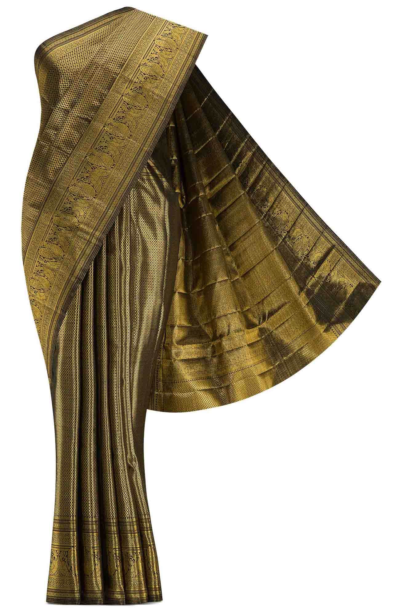 Black Dual Tone Kanchipuram Tissue Silk Saree