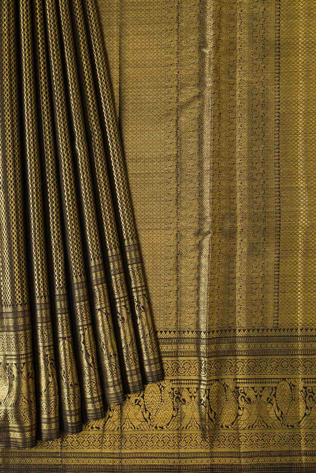 Black Dual Tone Kanchipuram Tissue Silk Saree