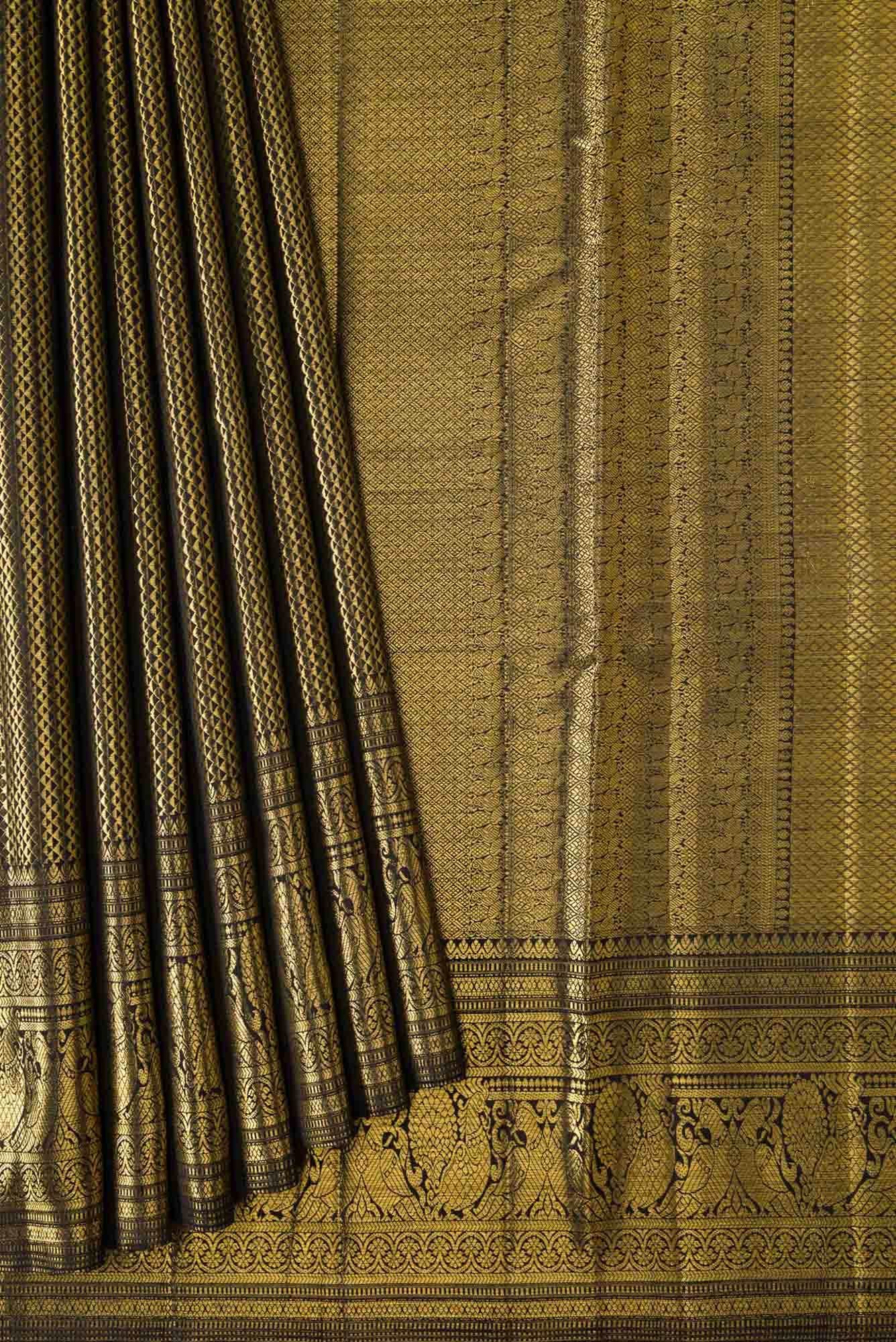 Black Dual Tone Kanchipuram Tissue Silk Saree