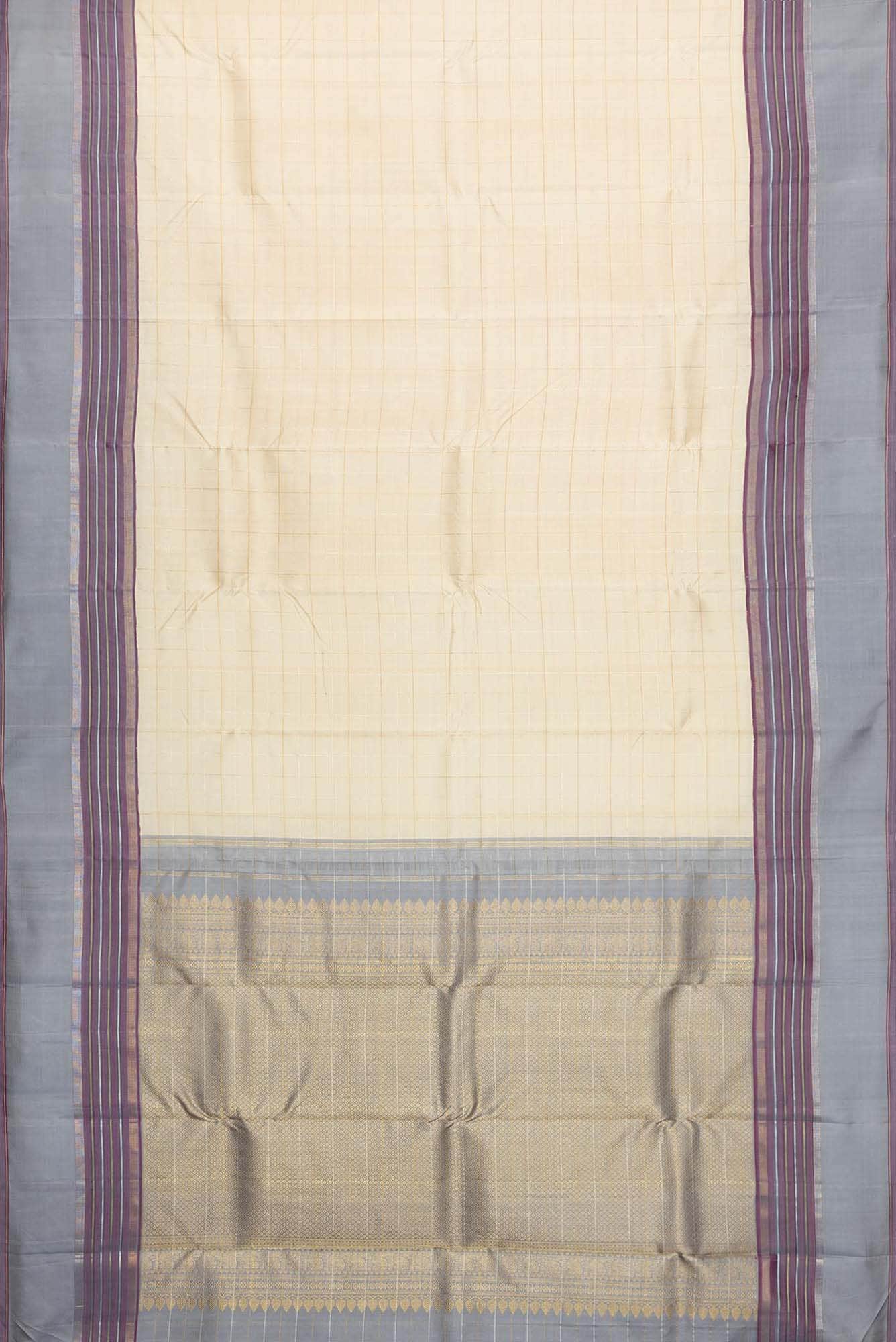 Pure Silk Pure Zari Sandal Dual Tone Kanchipuram Saree