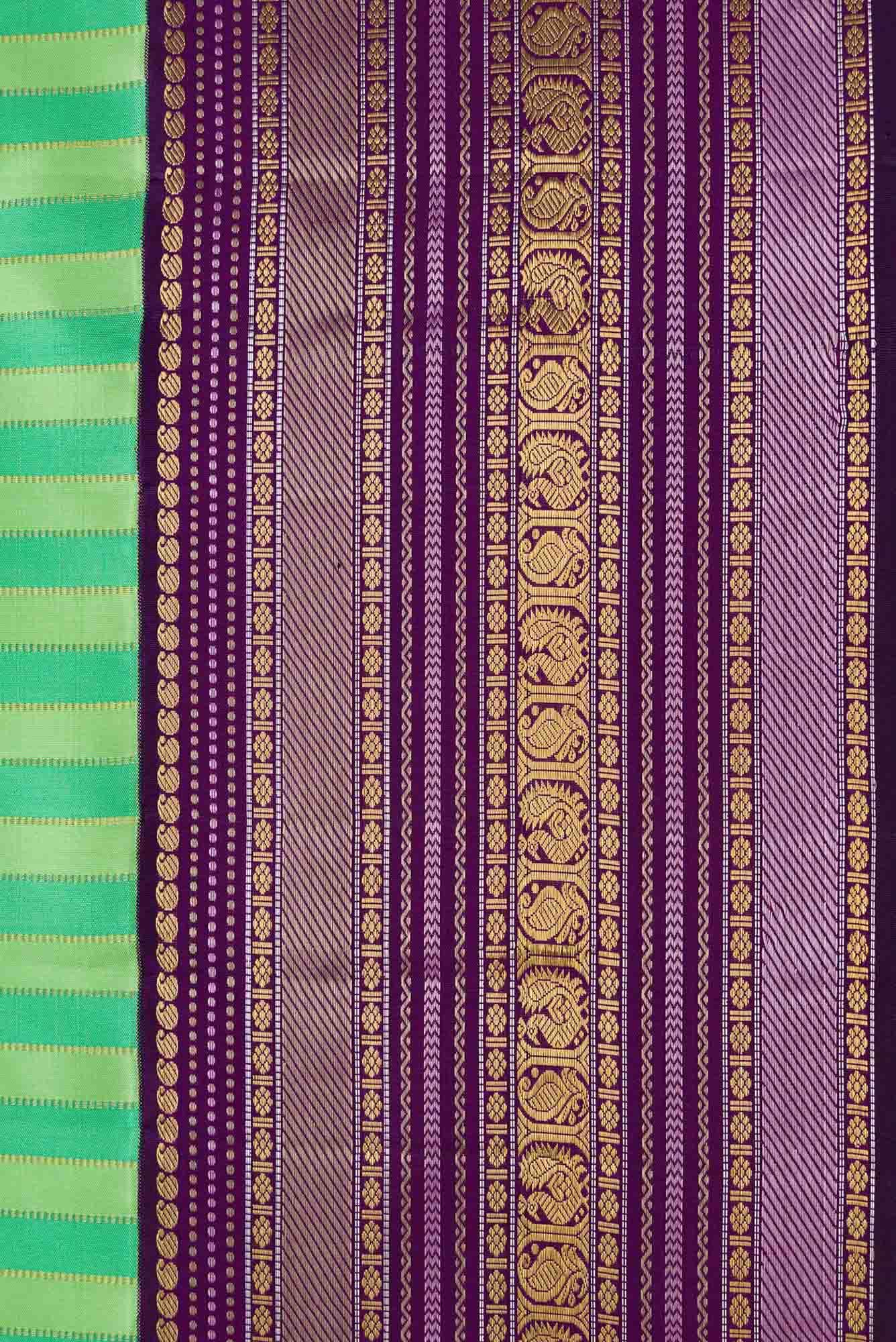 Pure Silk Pure Zari Pista Green and Sea Green Dual Tone Kanchipuram Saree