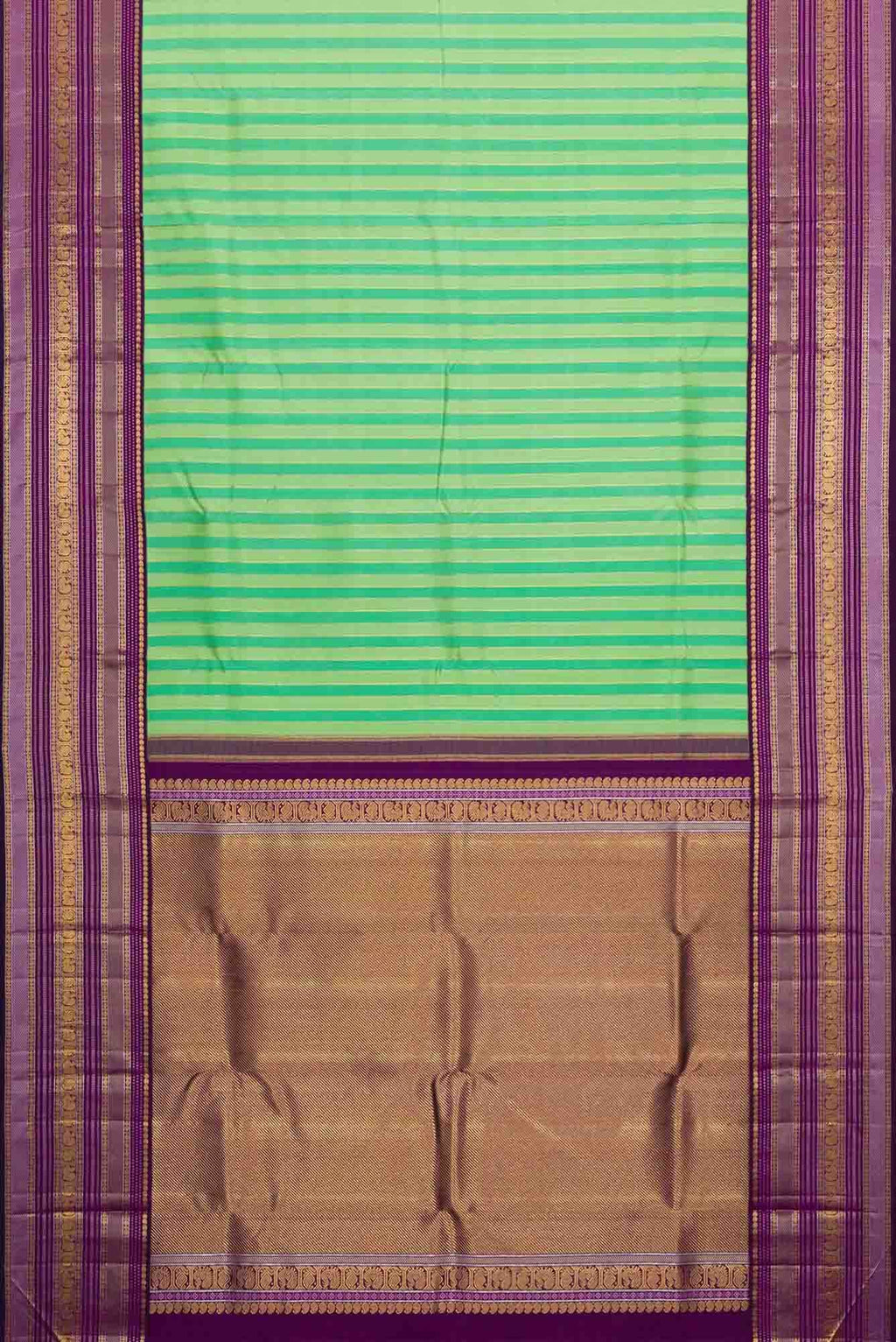 Pure Silk Pure Zari Pista Green and Sea Green Dual Tone Kanchipuram Saree