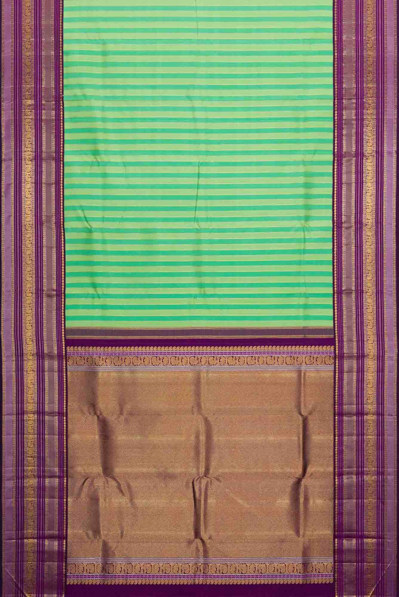 Pure Silk Pure Zari Pista Green and Sea Green Dual Tone Kanchipuram Saree