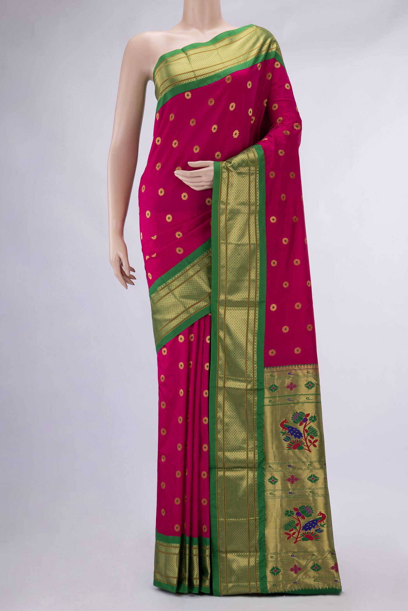 Dark Pink Dual Tone Paithani Silk Saree