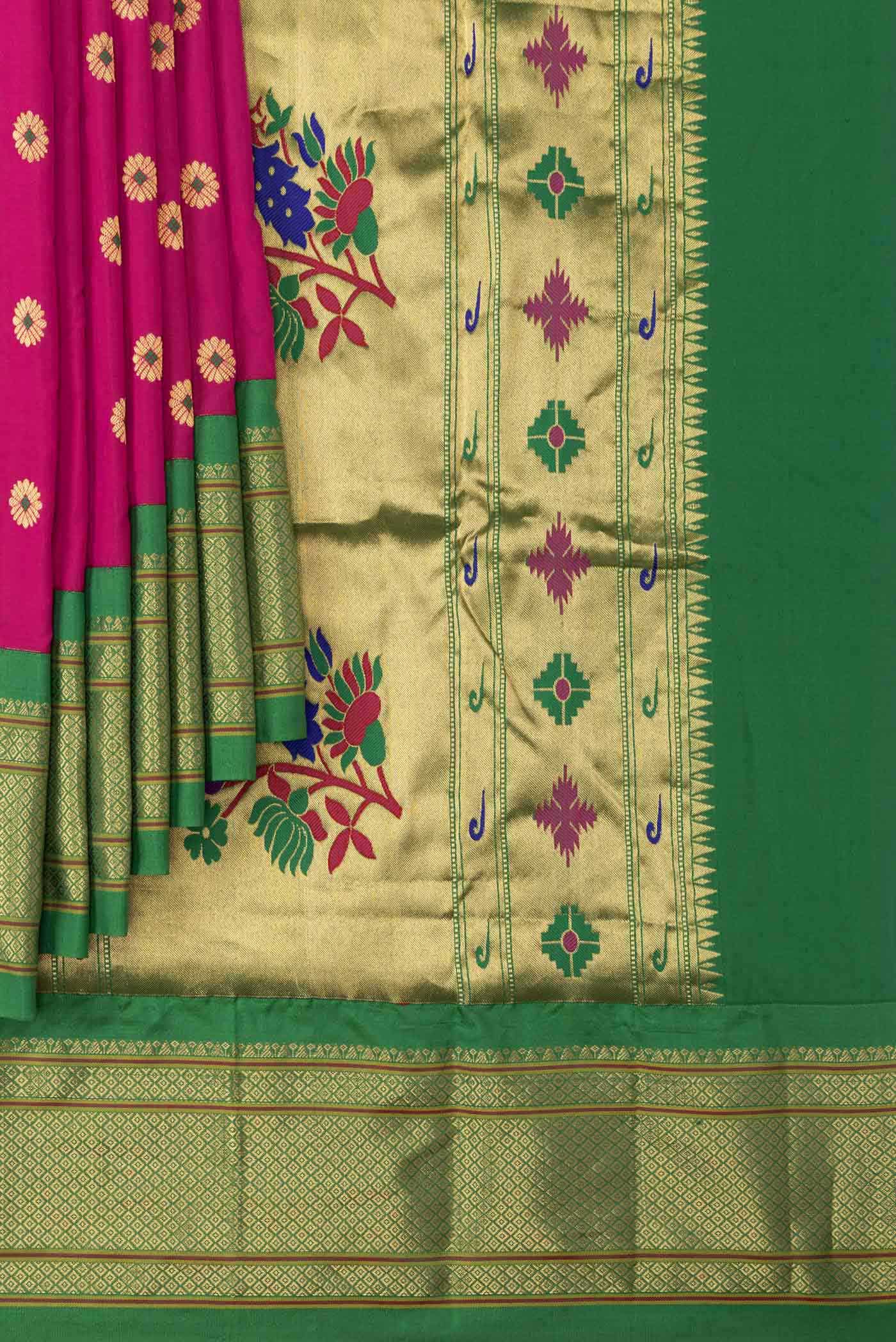 Dark Pink Dual Tone Paithani Silk Saree