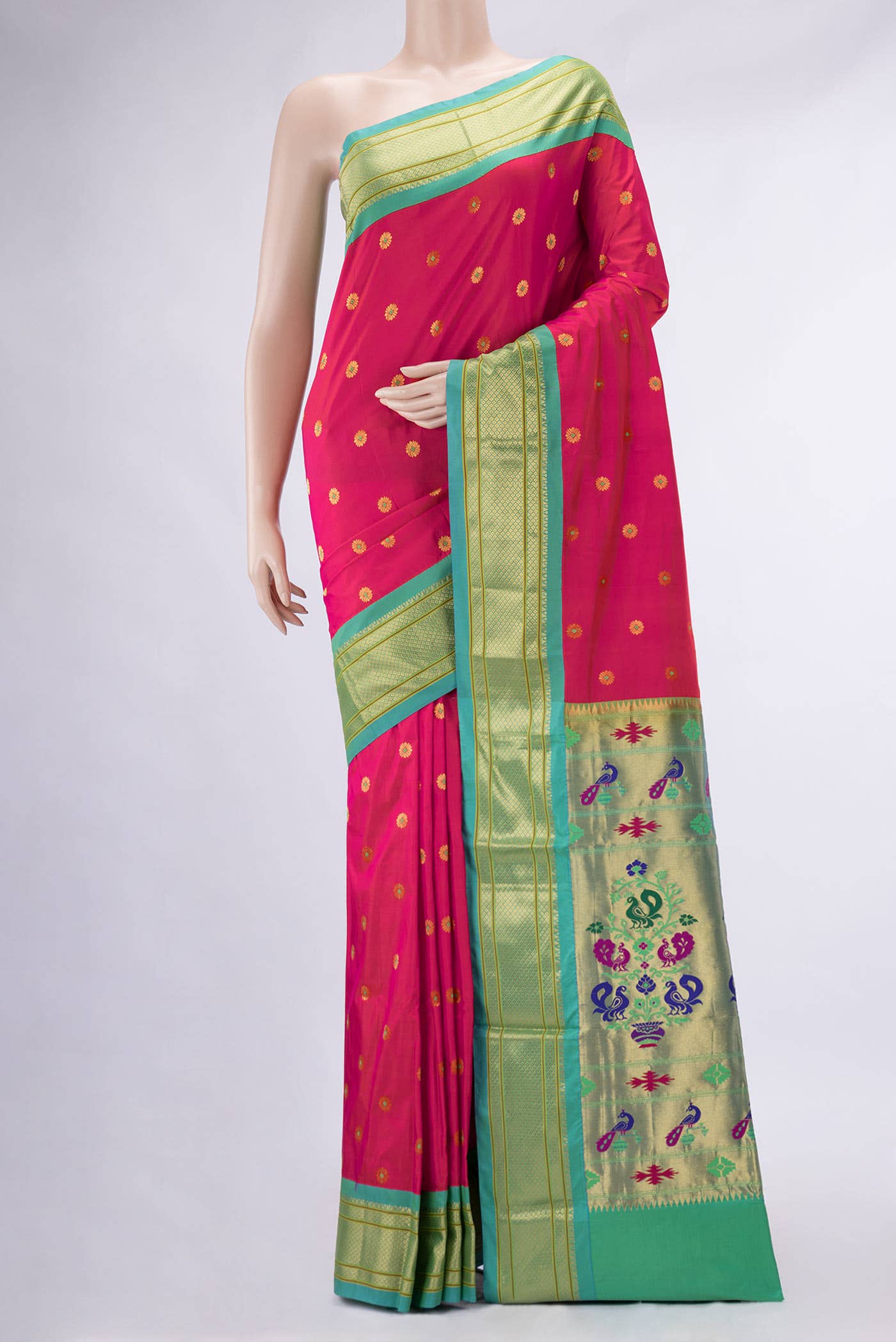 Orange Dual Tone Paithani Silk Saree