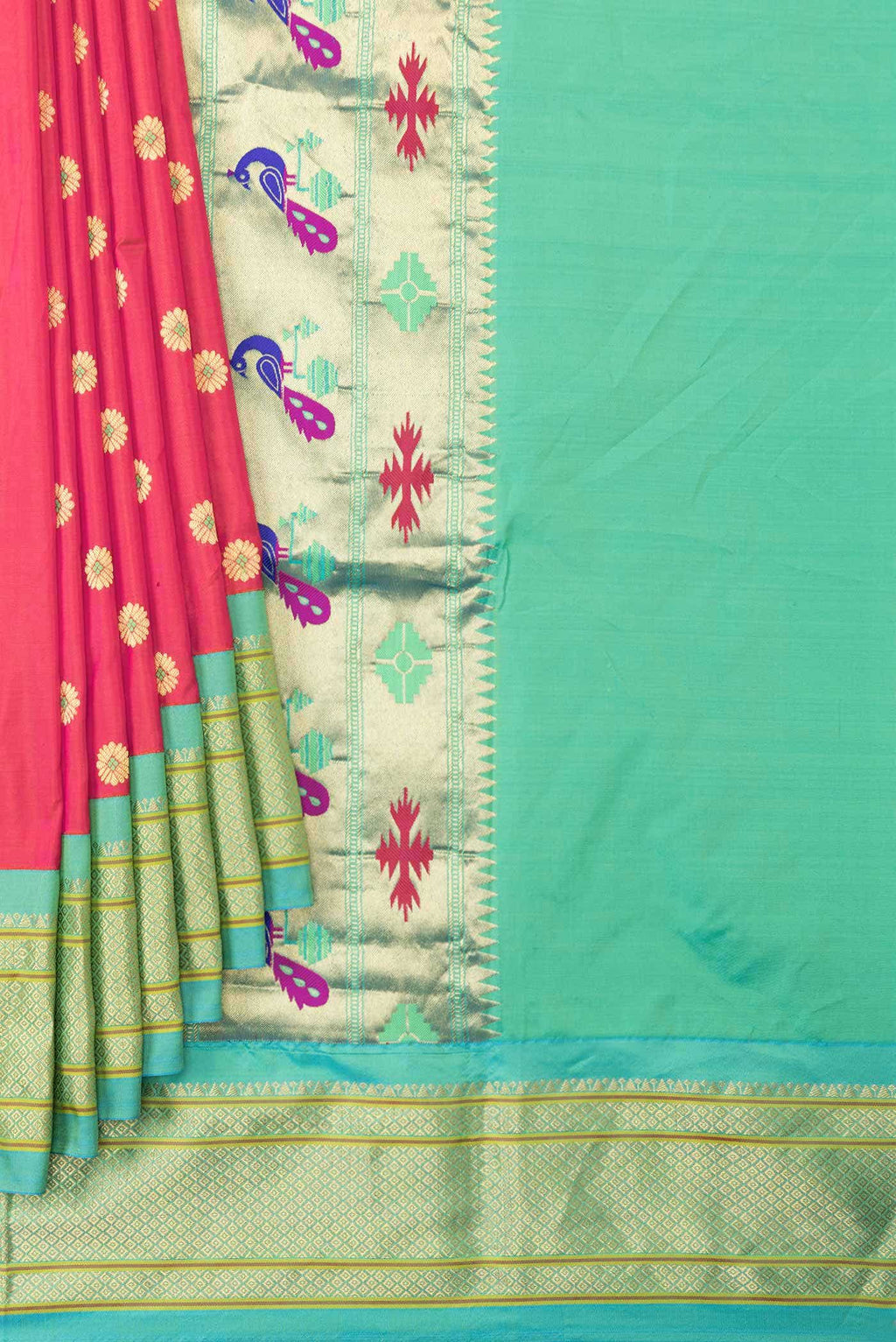 Orange Dual Tone Paithani Silk Saree