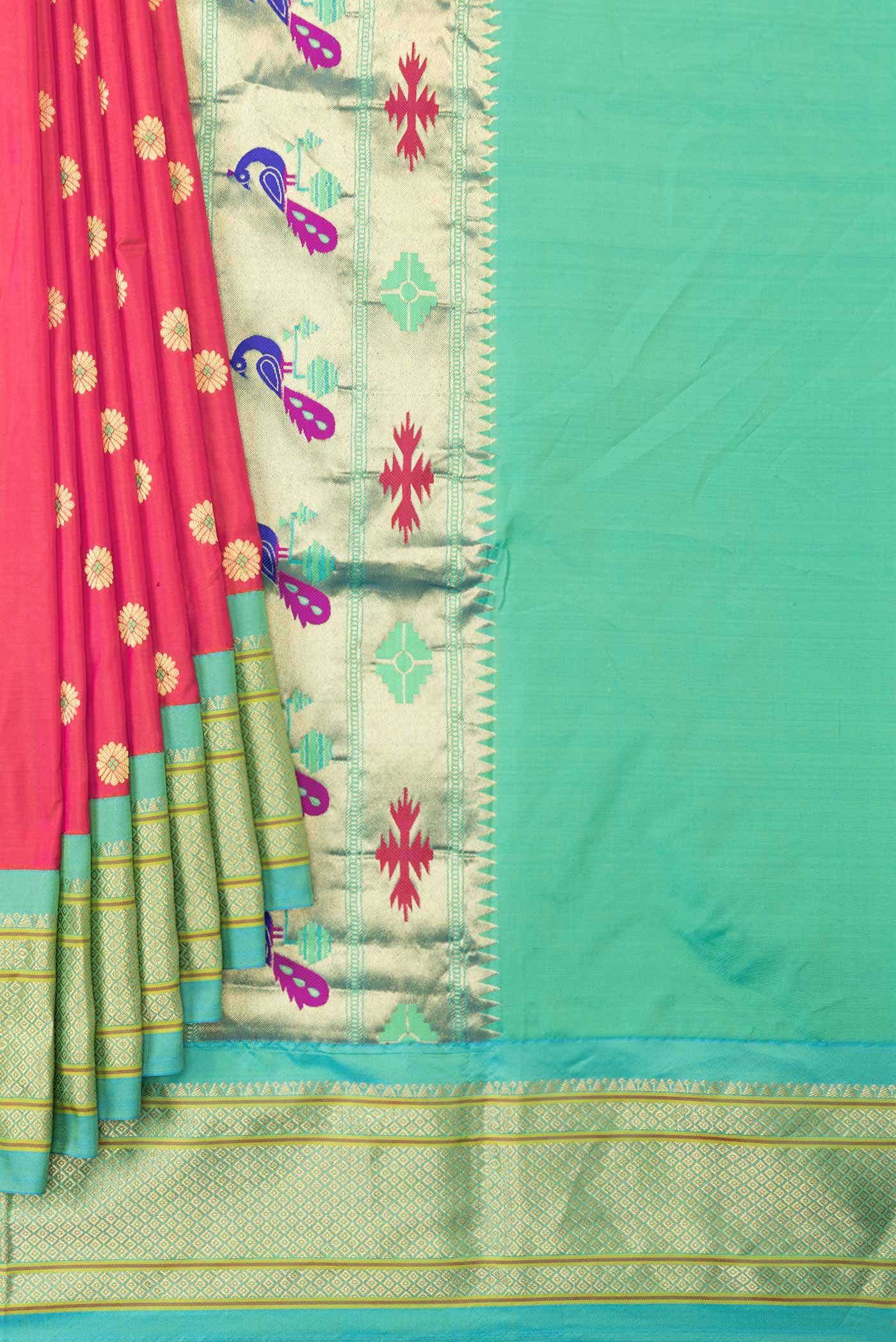 Orange Dual Tone Paithani Silk Saree