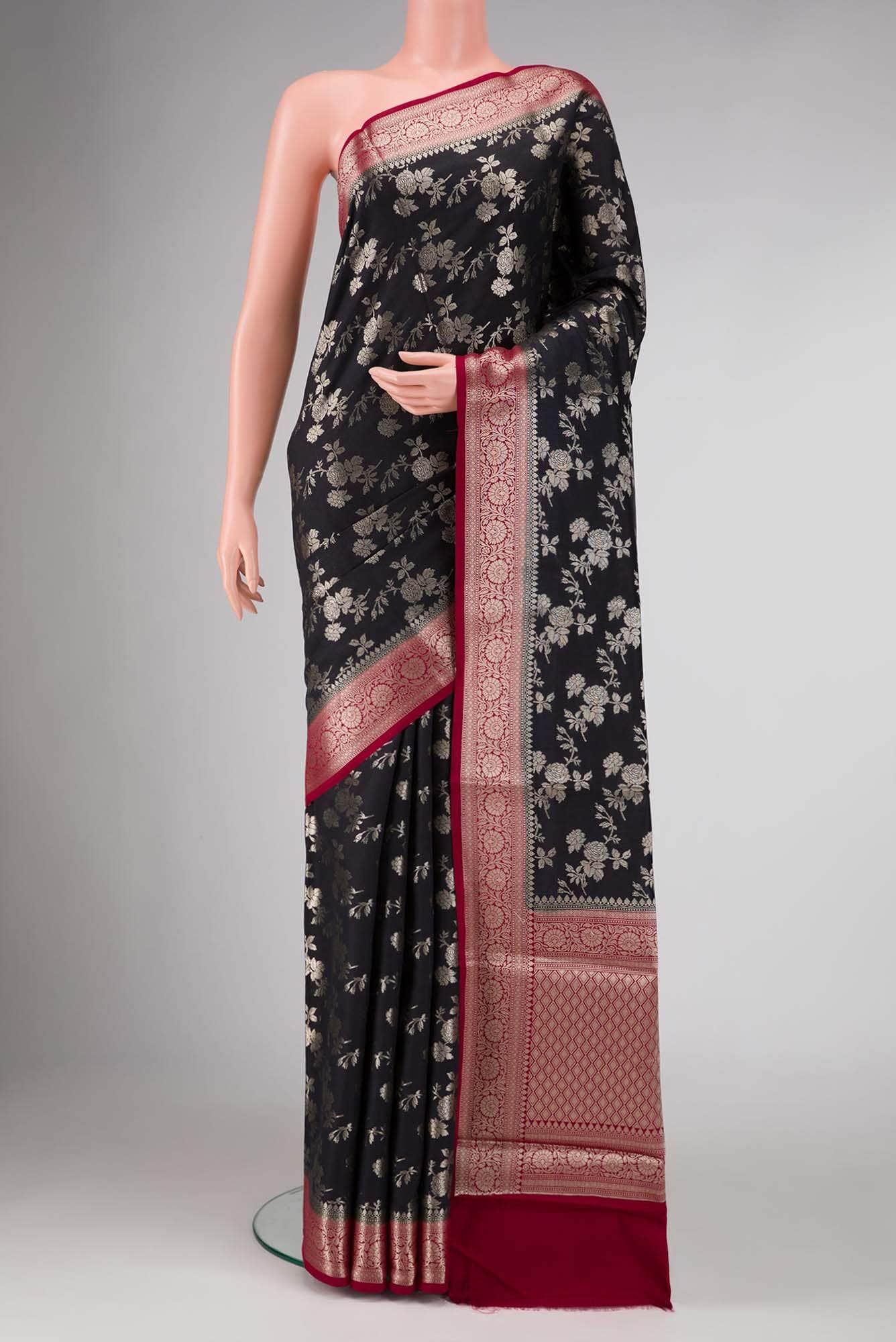 Black Dual Tone Tussar Silk Saree