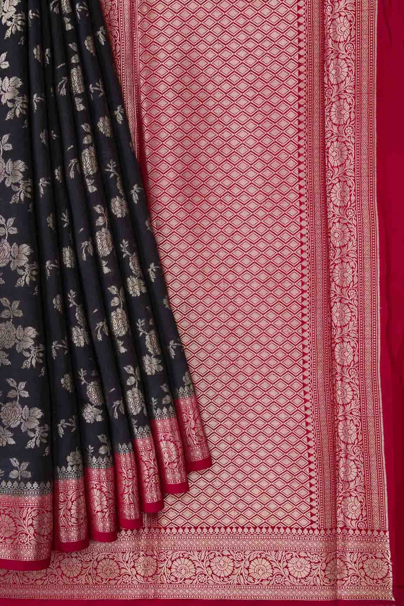 Black Dual Tone Tussar Silk Saree
