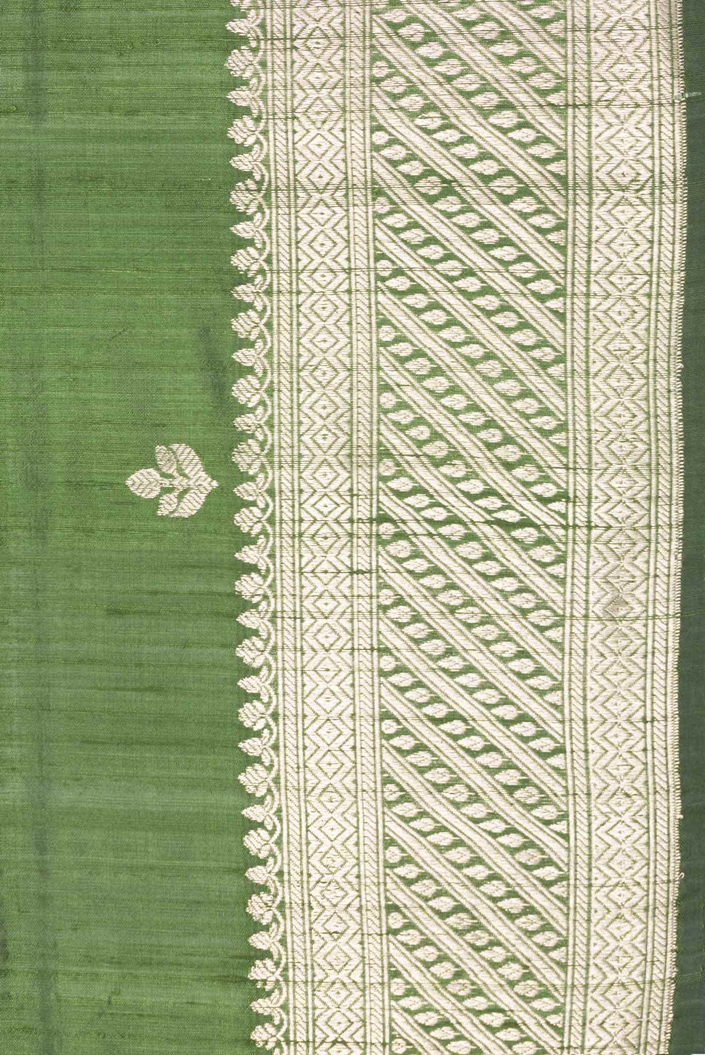 Green Dual Tone Raw Silk Saree