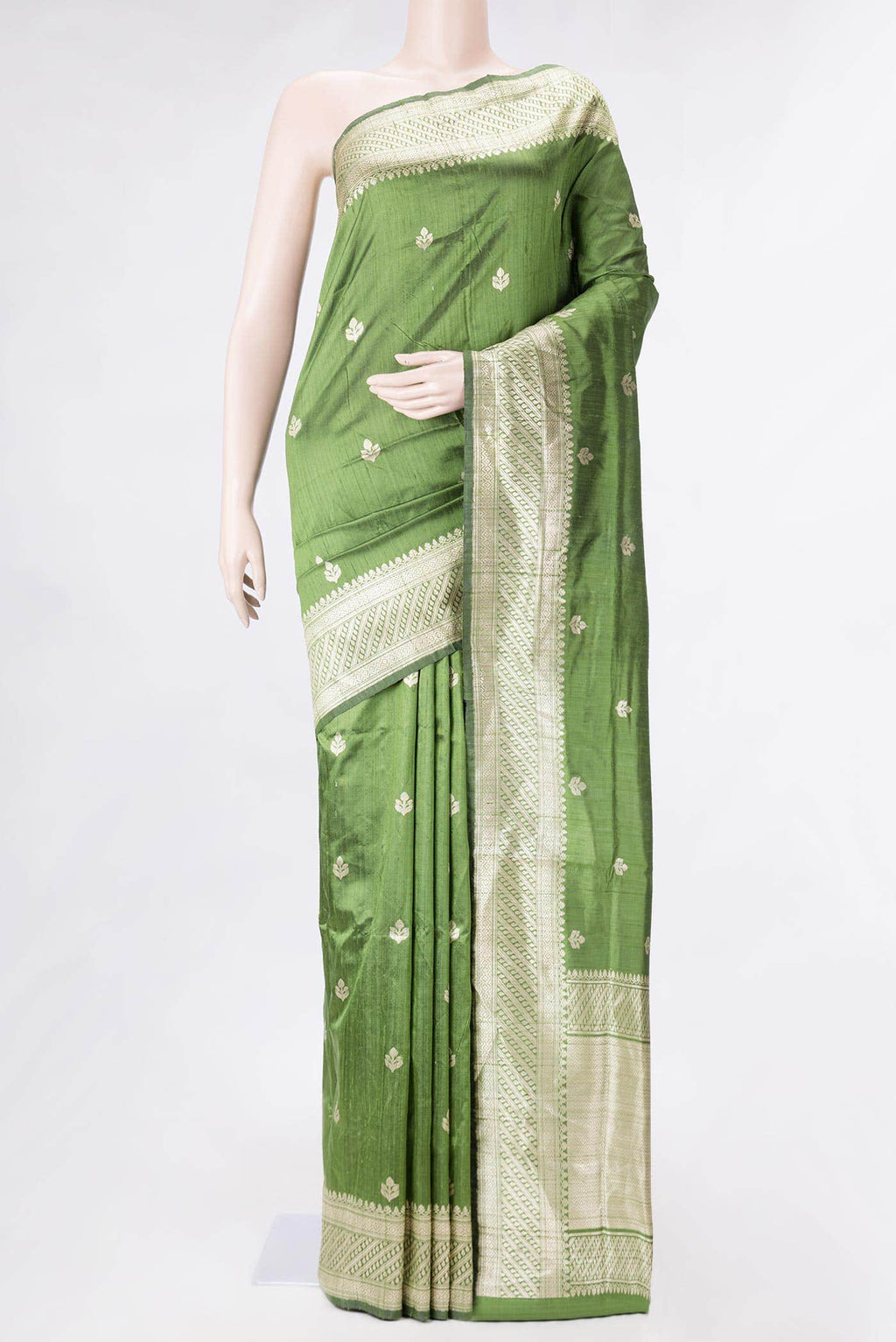Green Dual Tone Raw Silk Saree