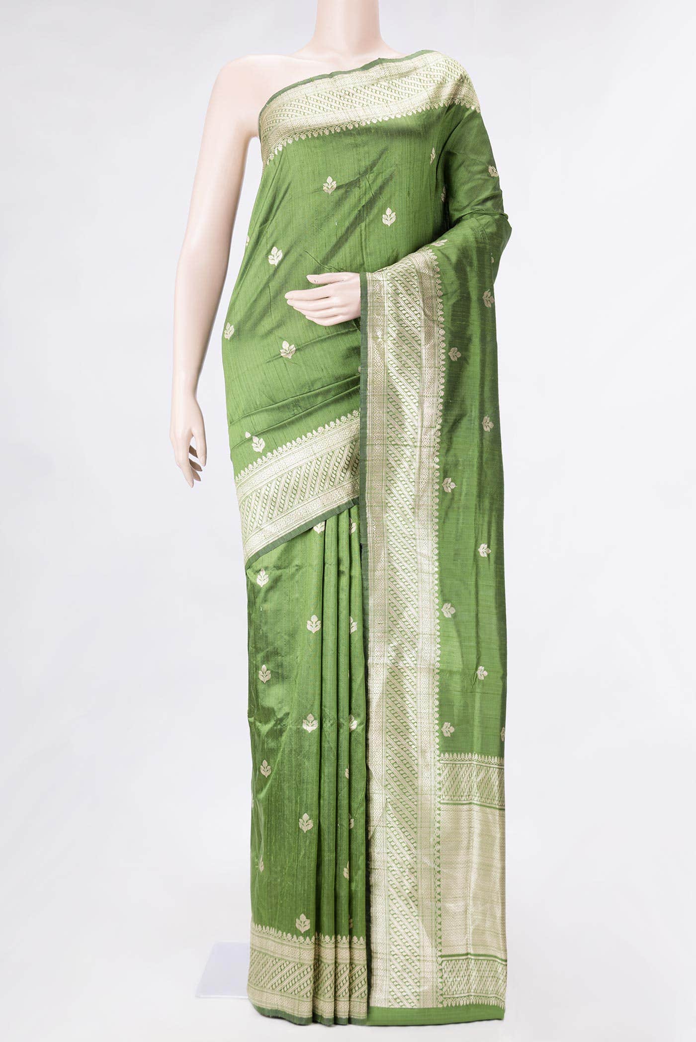 Green Dual Tone Raw Silk Saree