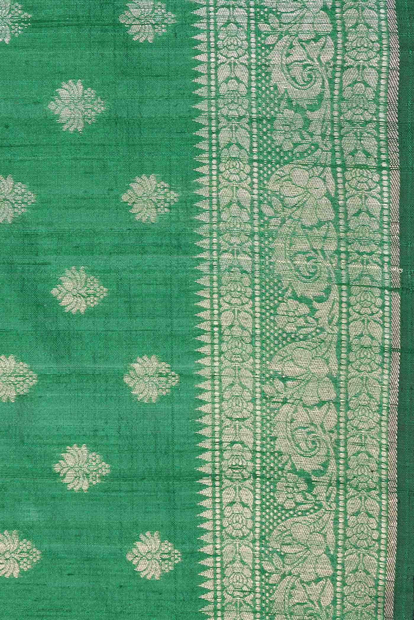 Green Dual Tone Raw Silk Saree