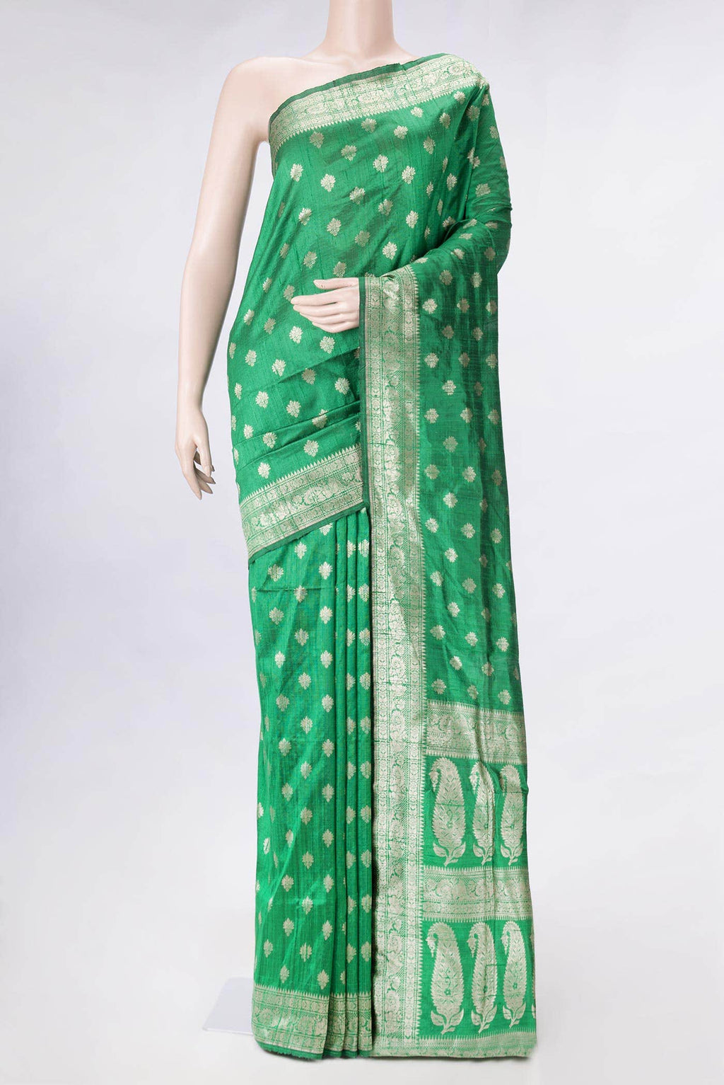 Green Dual Tone Raw Silk Saree