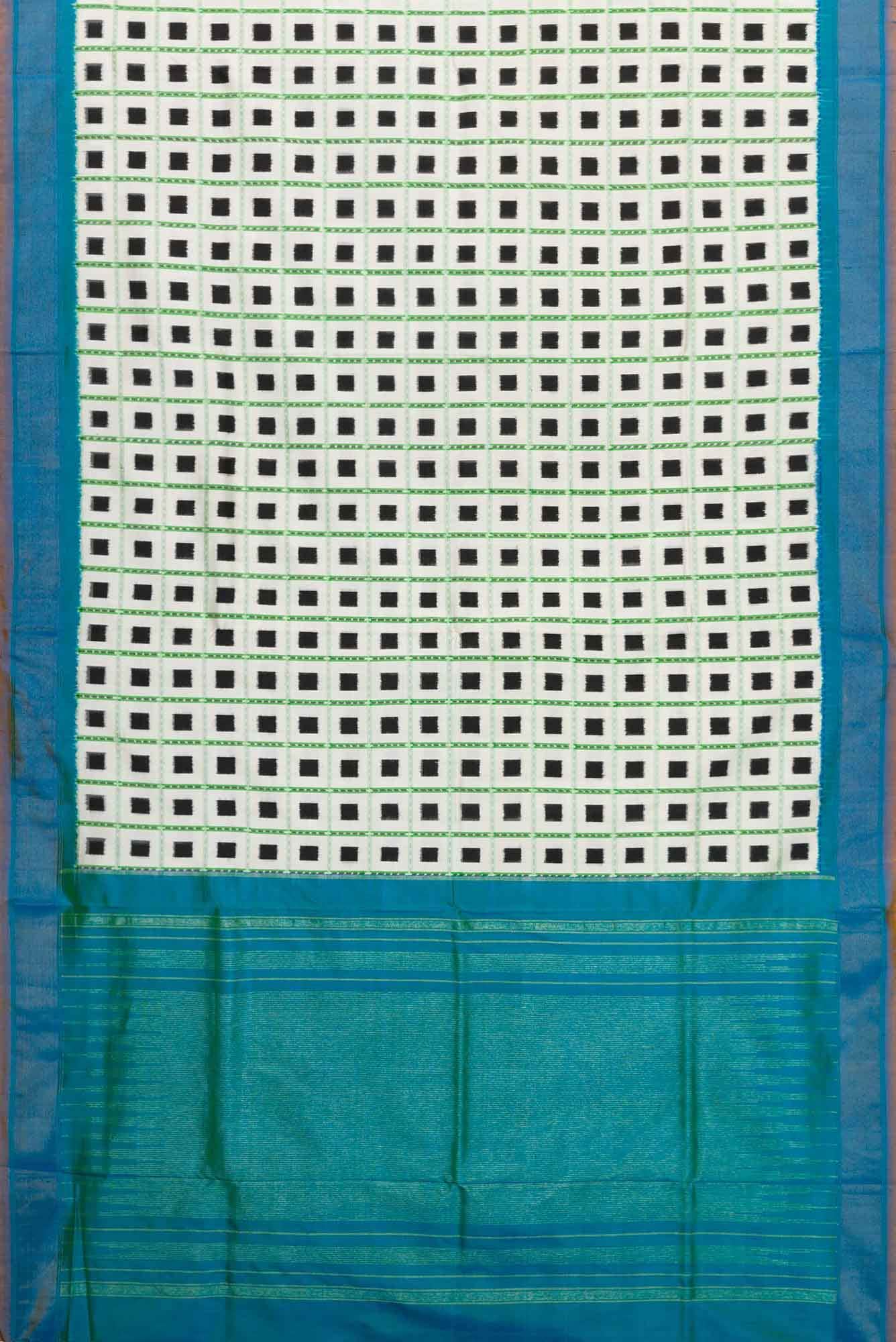 Off White Dual Tone Double Ikat Saree