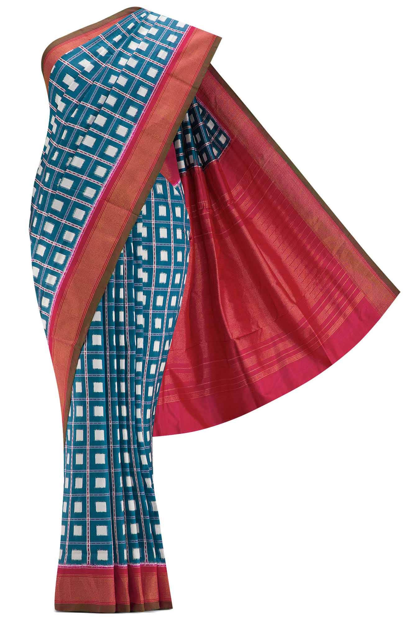 Grey Dual Tone Double Ikat Saree