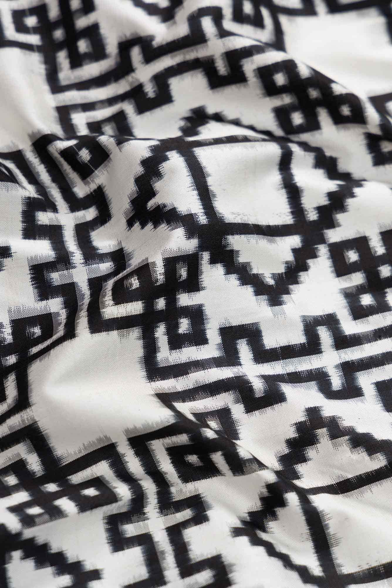 White Dual Tone Double Ikat Saree