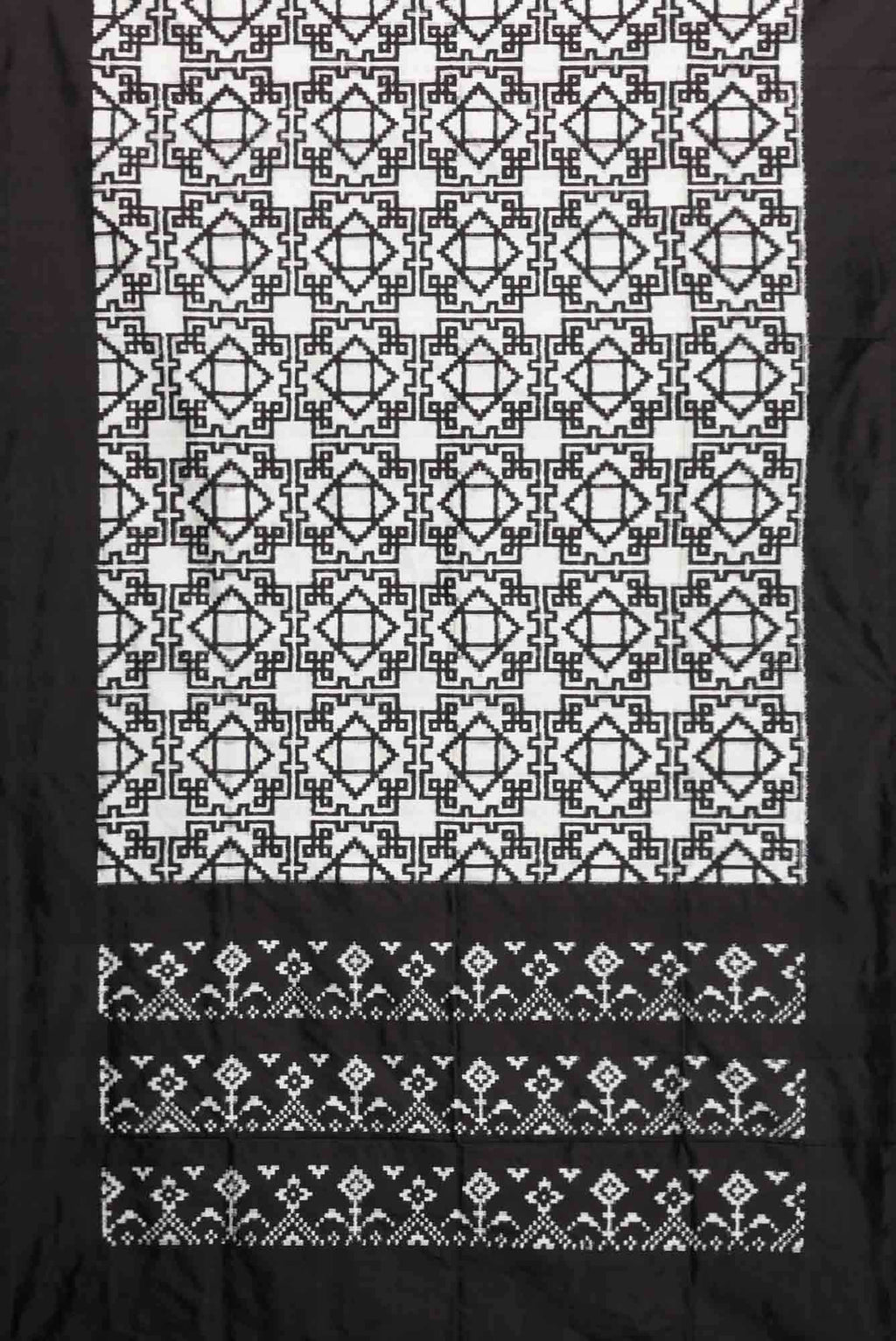 White Dual Tone Double Ikat Saree