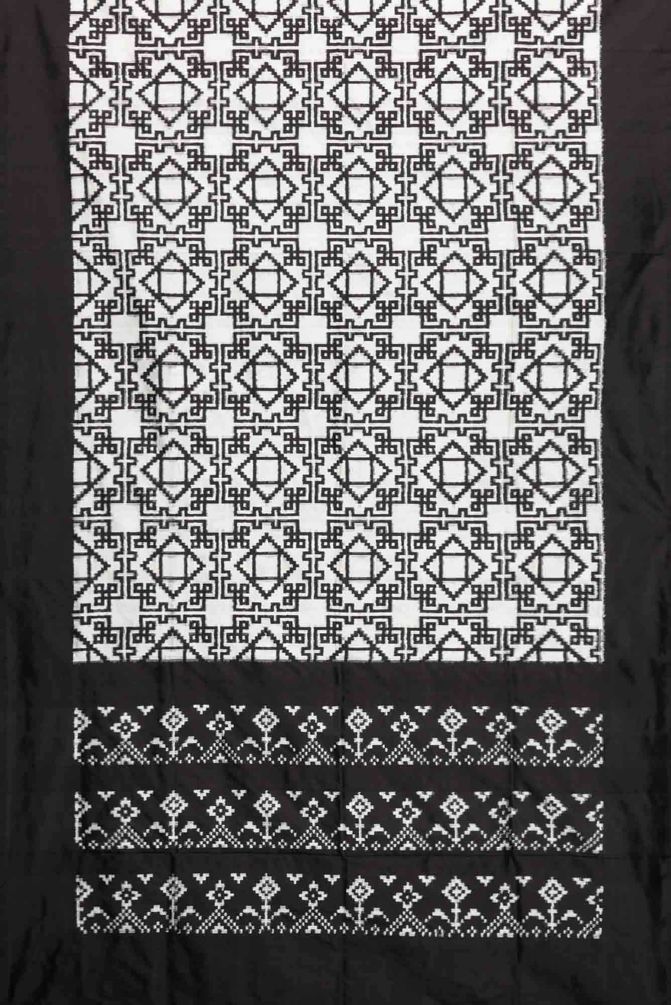 White Dual Tone Double Ikat Saree