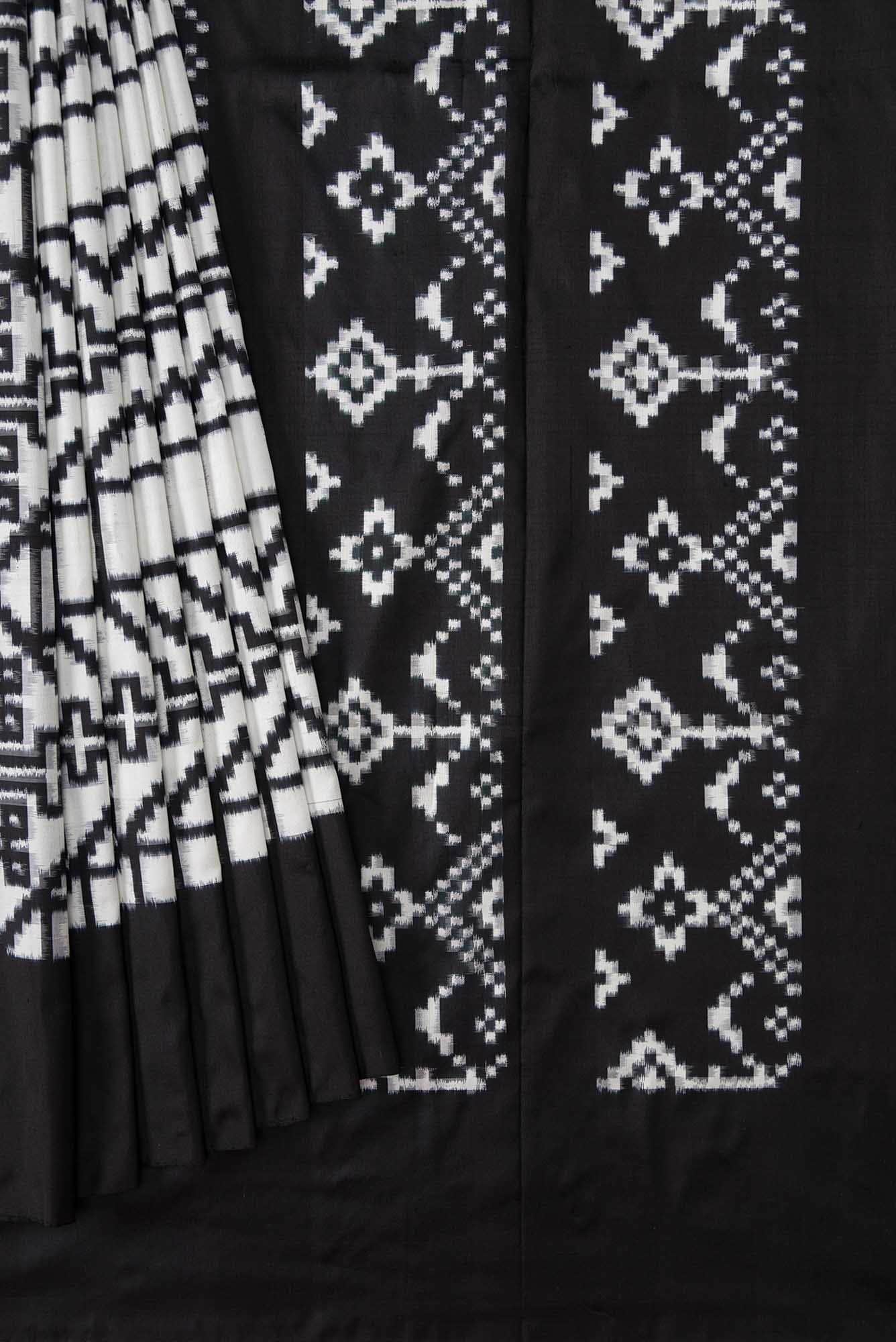White Dual Tone Double Ikat Saree