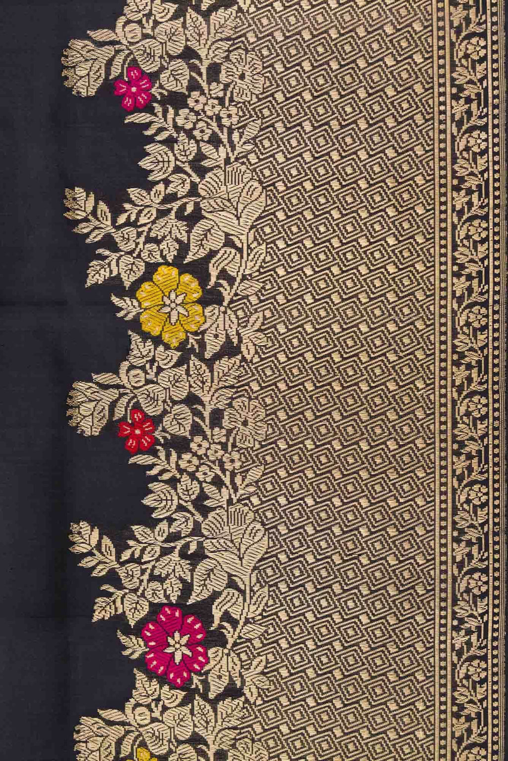 Pure Silk Pure Zari Black Dual Tone Banarasi Saree