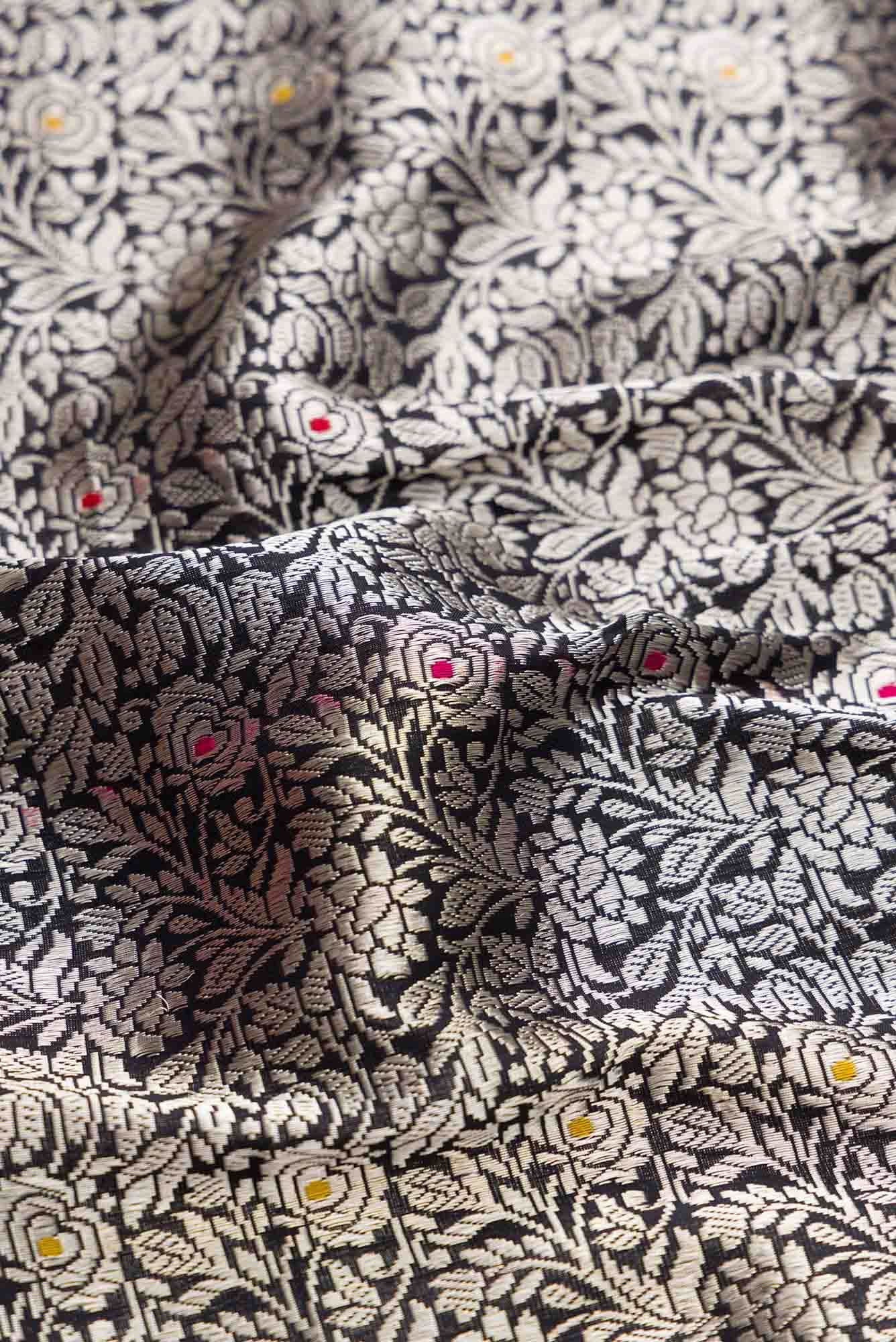 Pure Silk Pure Zari Black Dual Tone Banarasi Saree