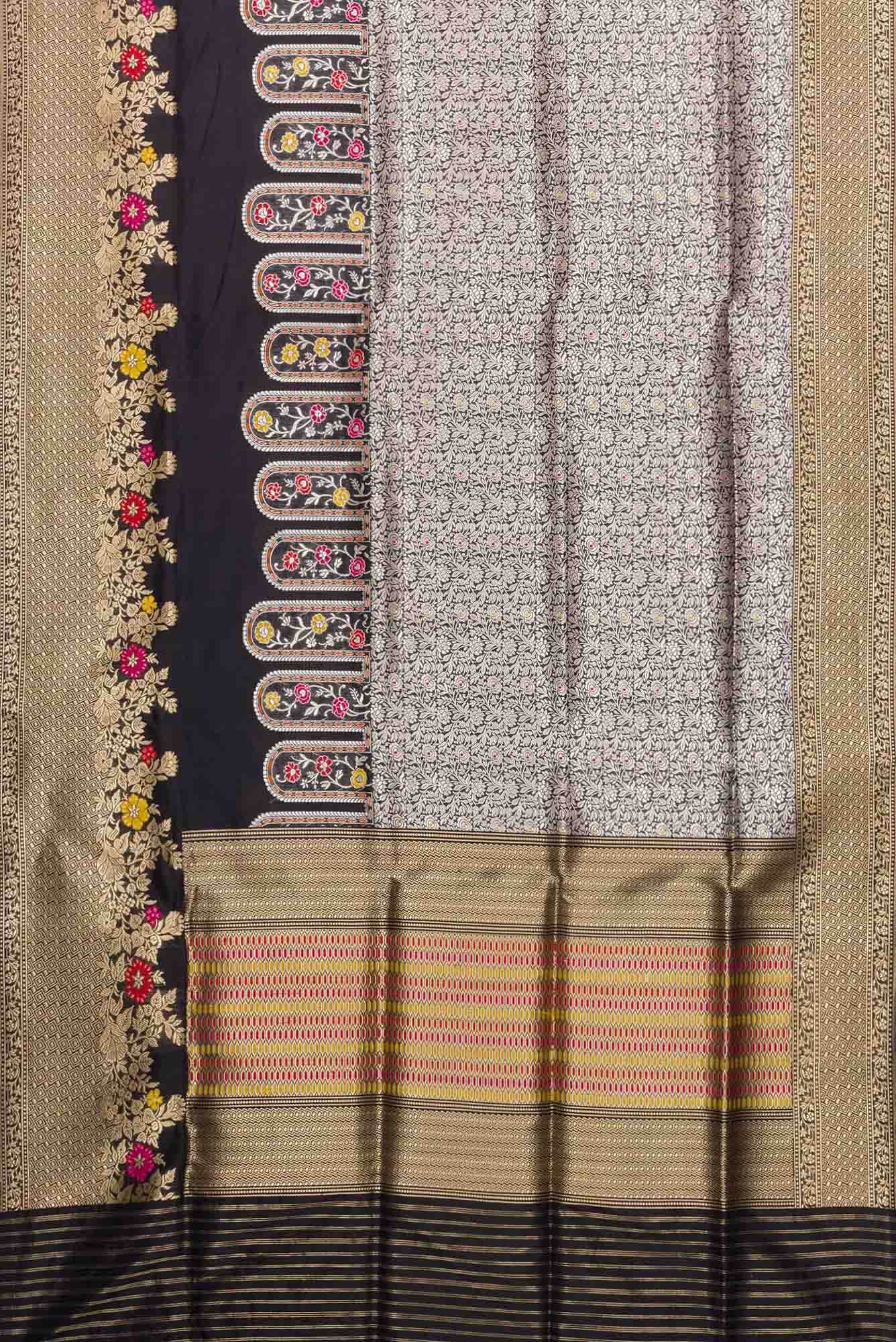 Pure Silk Pure Zari Black Dual Tone Banarasi Saree