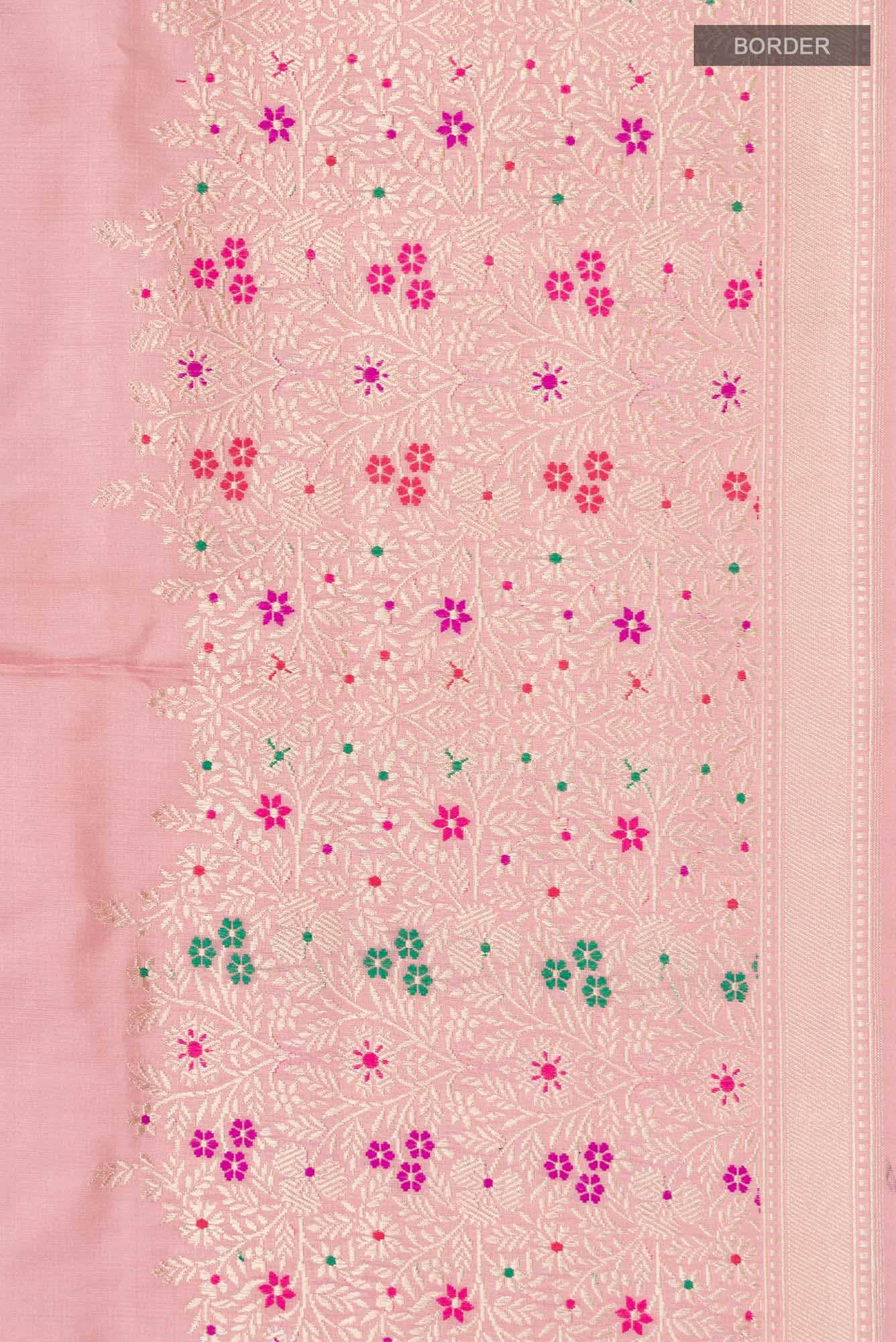 Pure Silk Pure Zari Pink Banarasi Saree