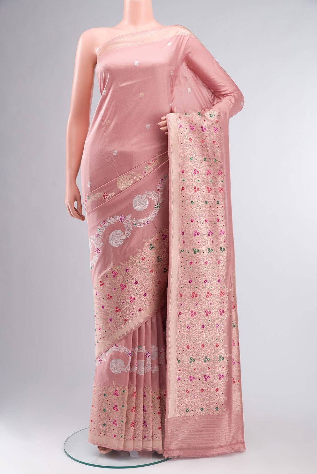 Pure Silk Pure Zari Pink Banarasi Saree