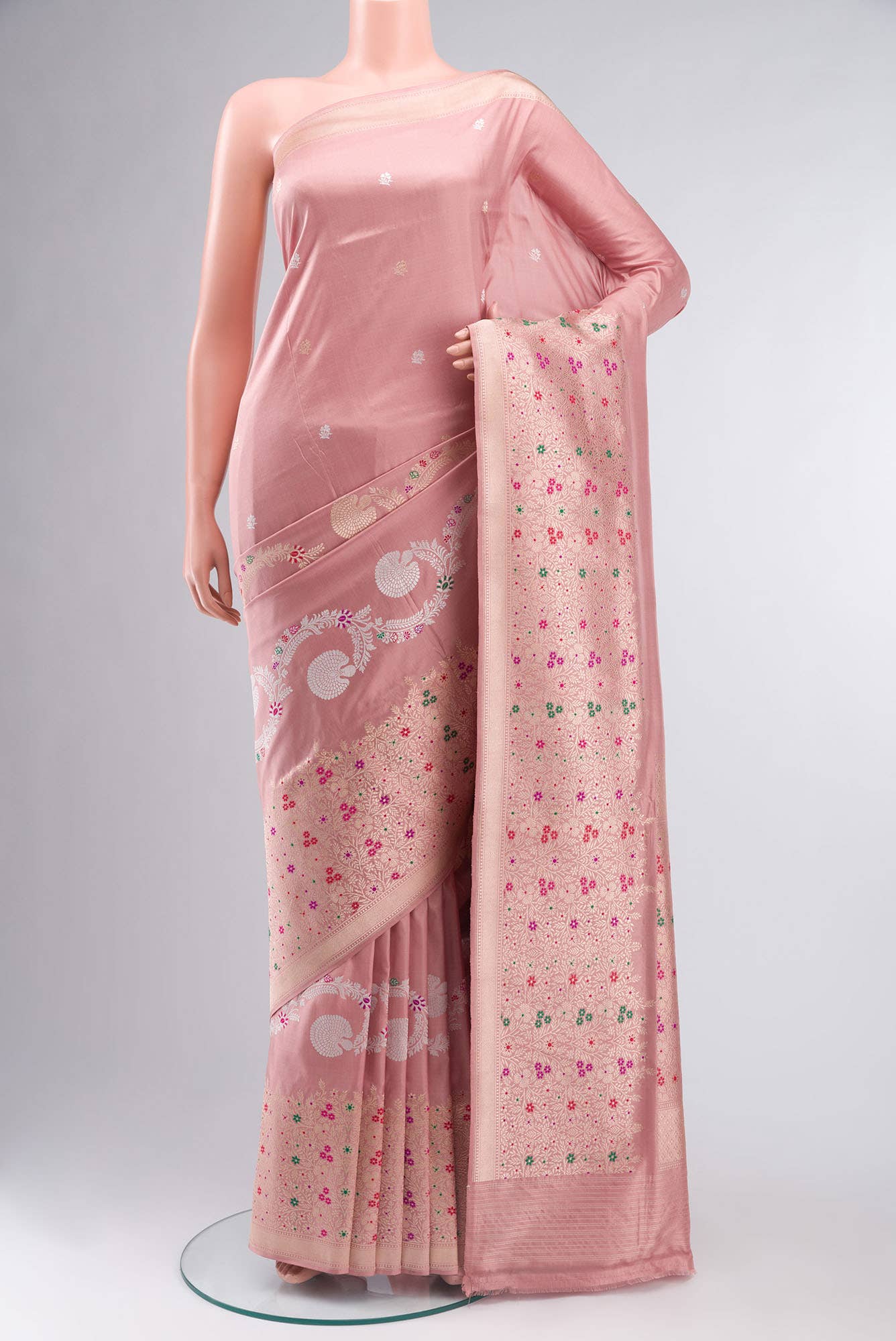 Pure Silk Pure Zari Pink Banarasi Saree