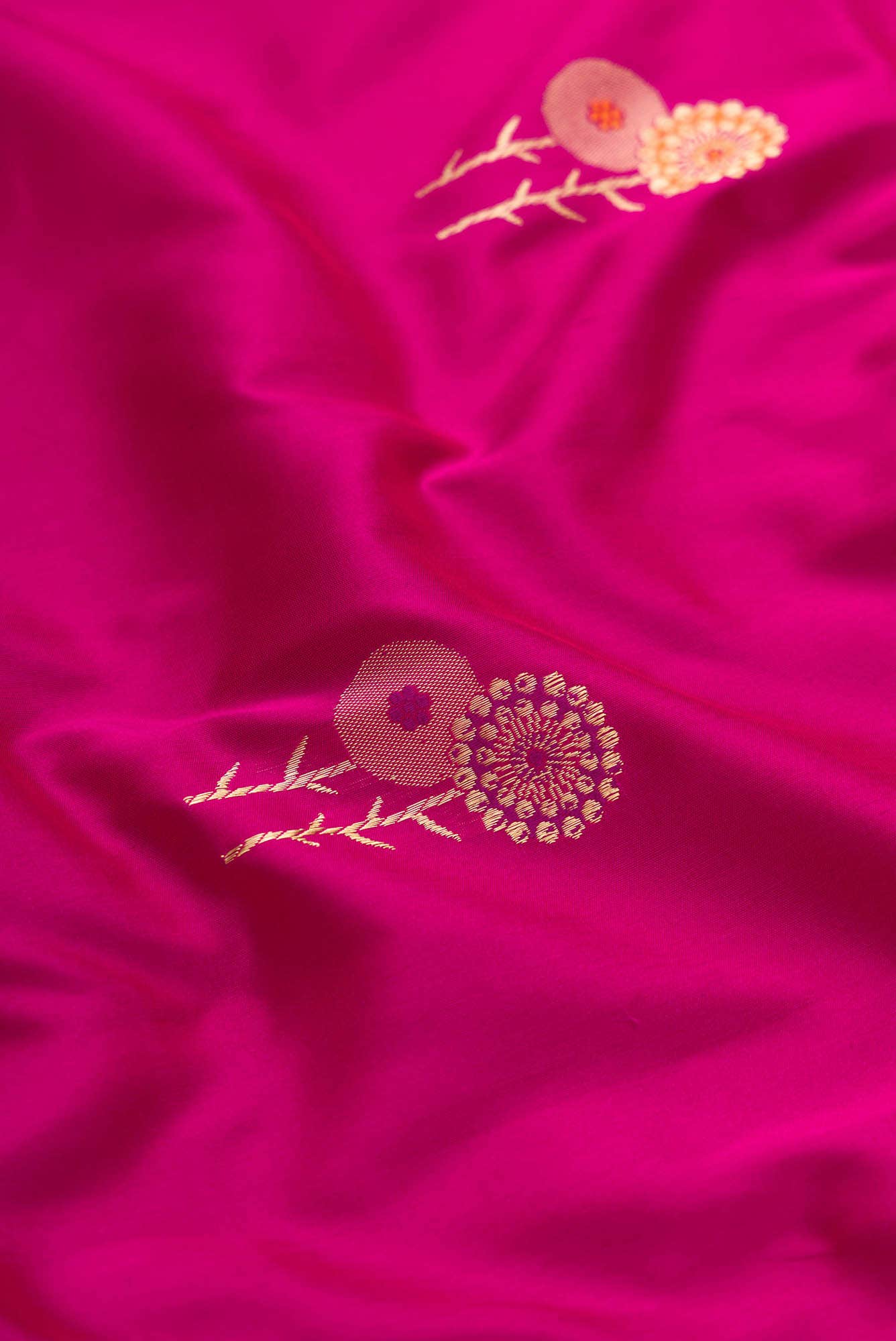 Pure Silk Pure Zari Rani Pink Dual Tone Banarasi Saree