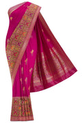 Pure Silk Pure Zari Rani Pink Dual Tone Banarasi Saree