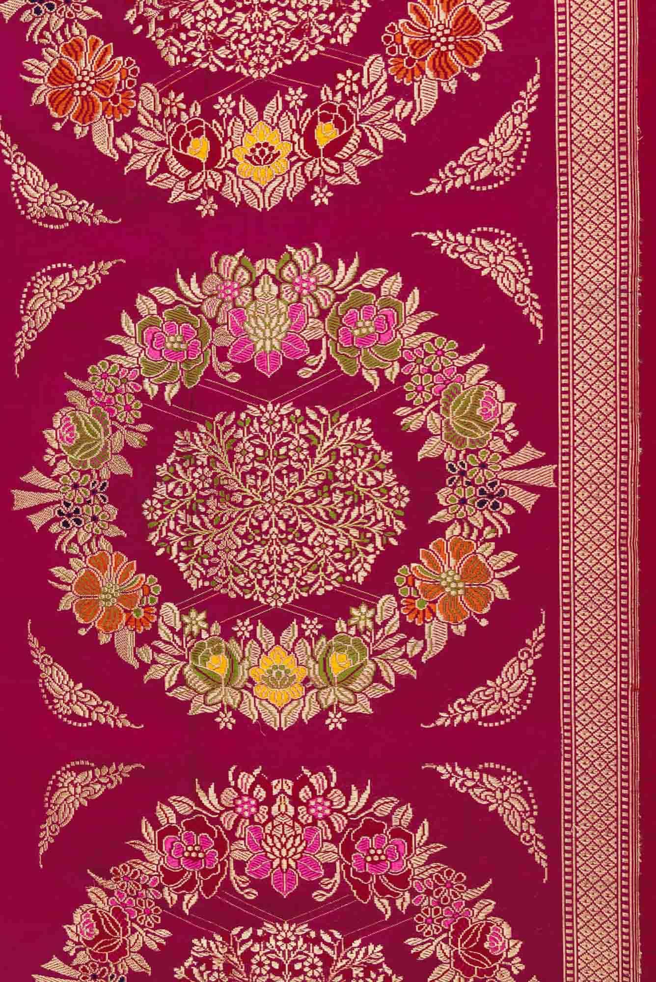 Magenta Dual Tone Banarasi Silk Saree