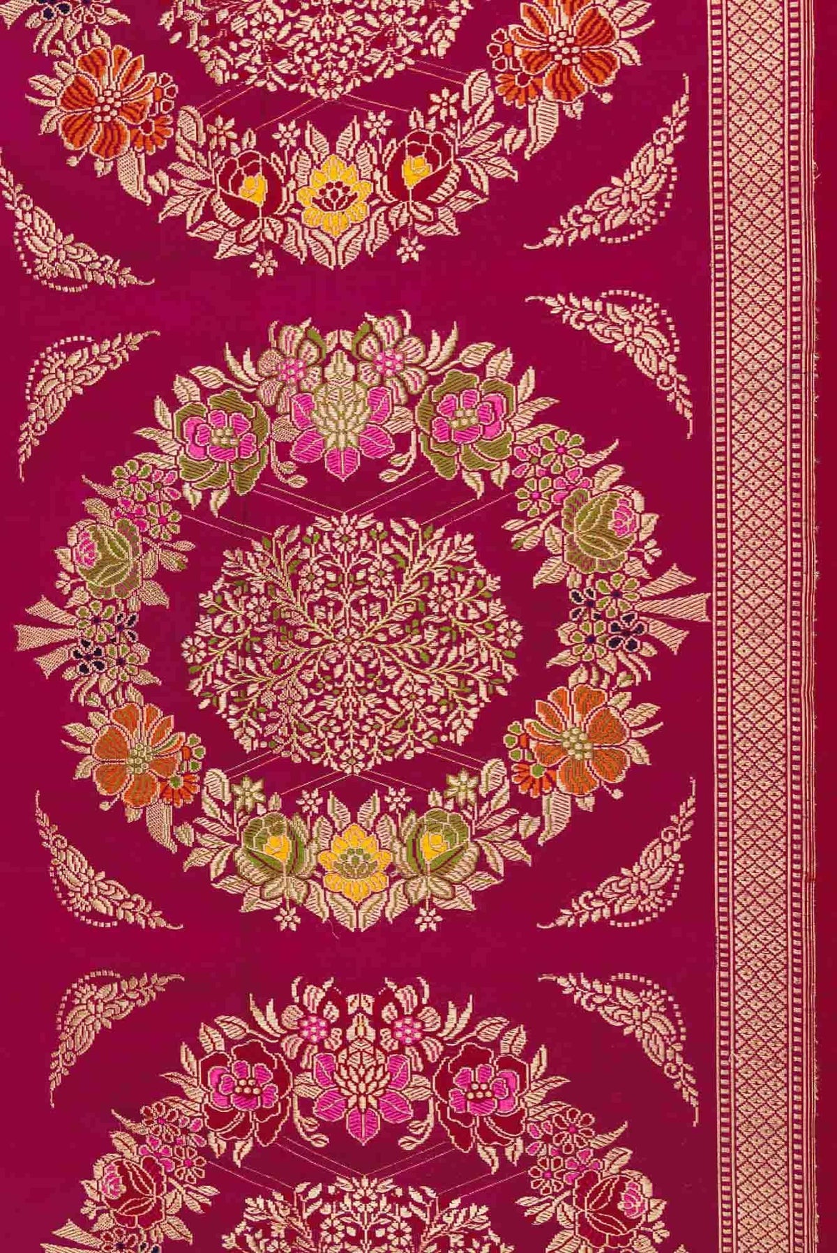 Magenta Dual Tone Banarasi Silk Saree