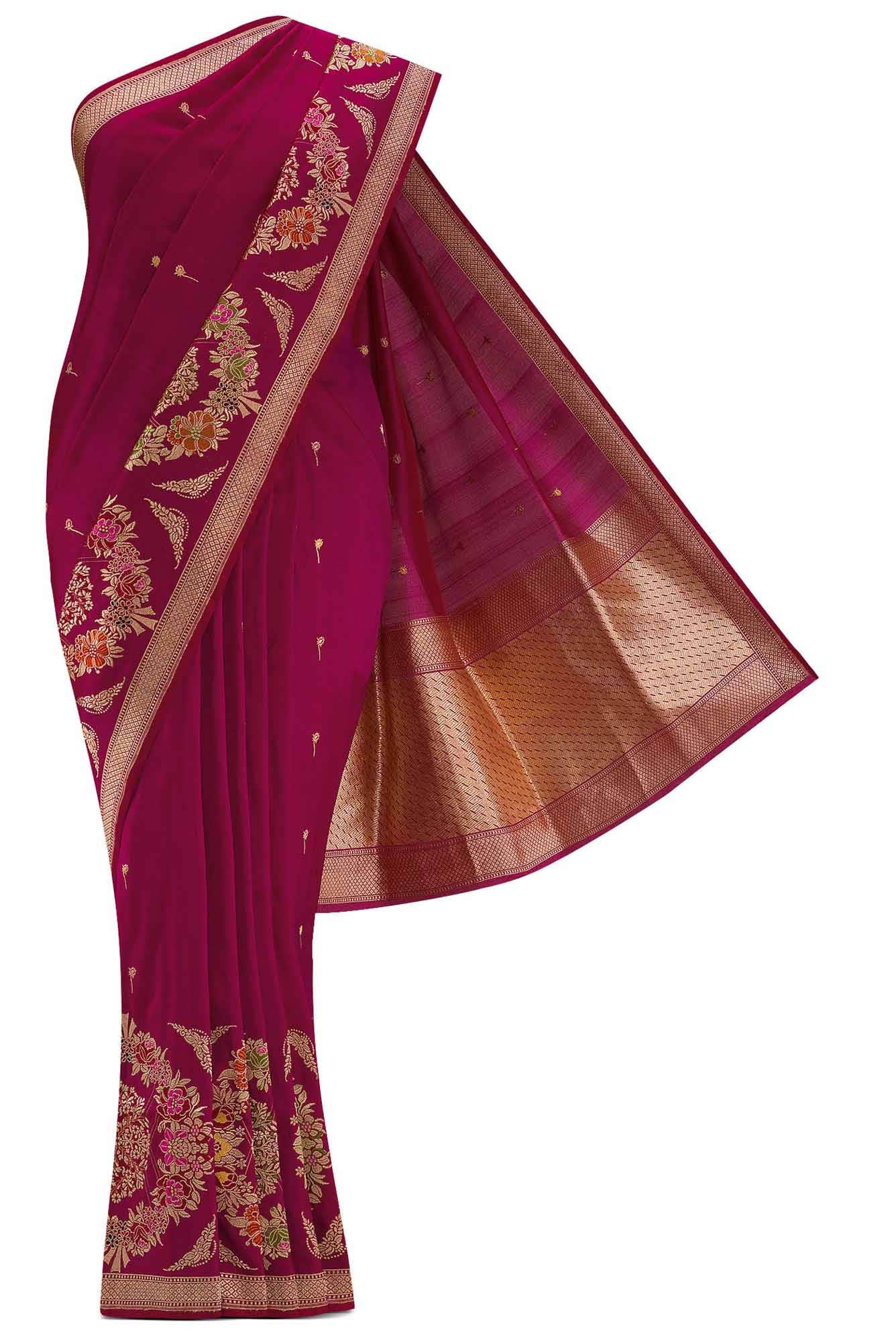 Magenta Dual Tone Banarasi Silk Saree