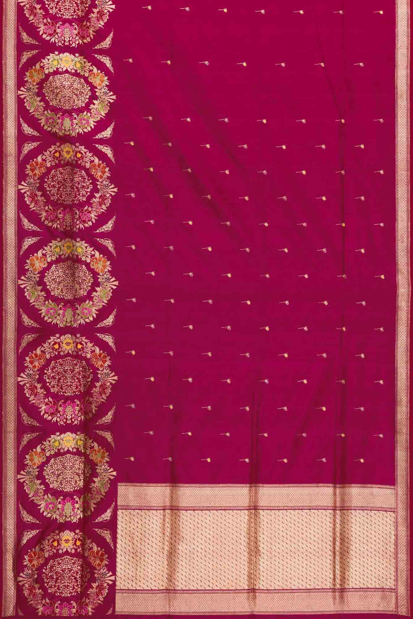 Magenta Dual Tone Banarasi Silk Saree