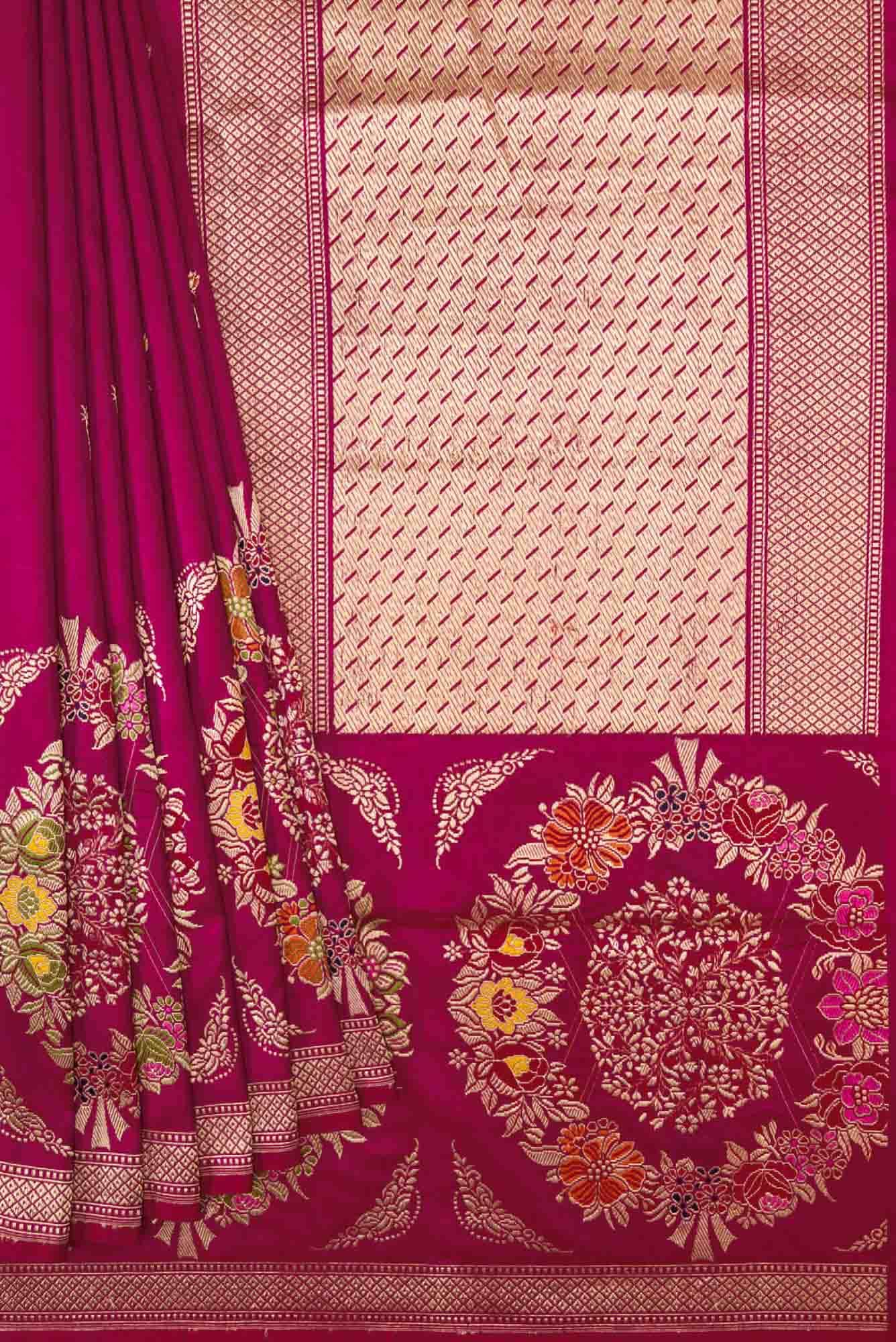 Magenta Dual Tone Banarasi Silk Saree