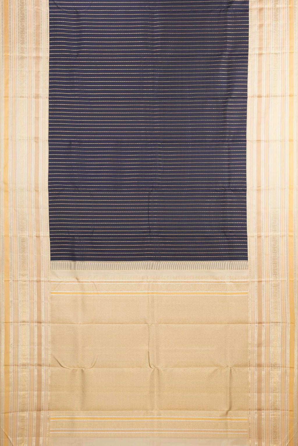 Pure Silk Pure Zari Navy Blue Dual Tone Kanchipuram Saree