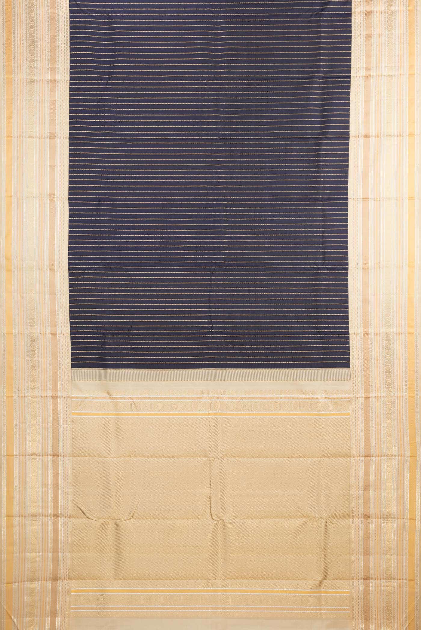 Pure Silk Pure Zari Navy Blue Dual Tone Kanchipuram Saree